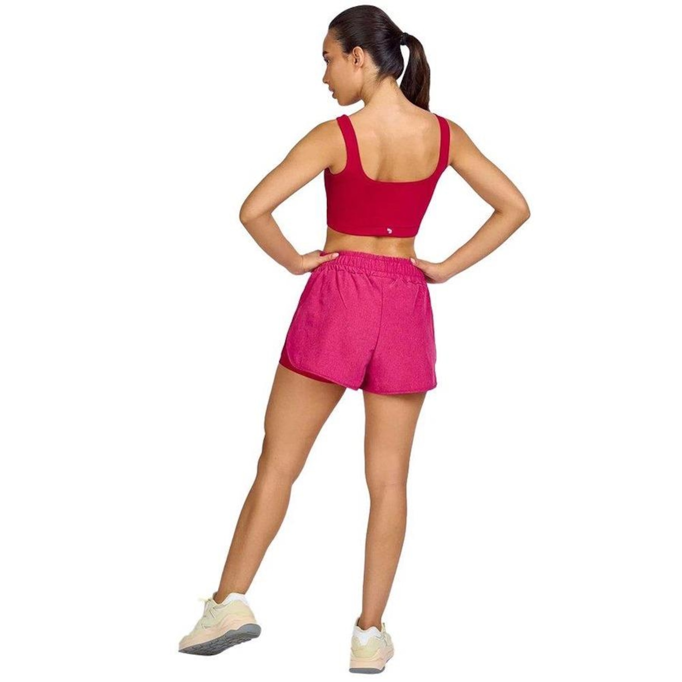 Shorts Alto Giro 2 em 1 Tecnospan - Feminino - Foto 4