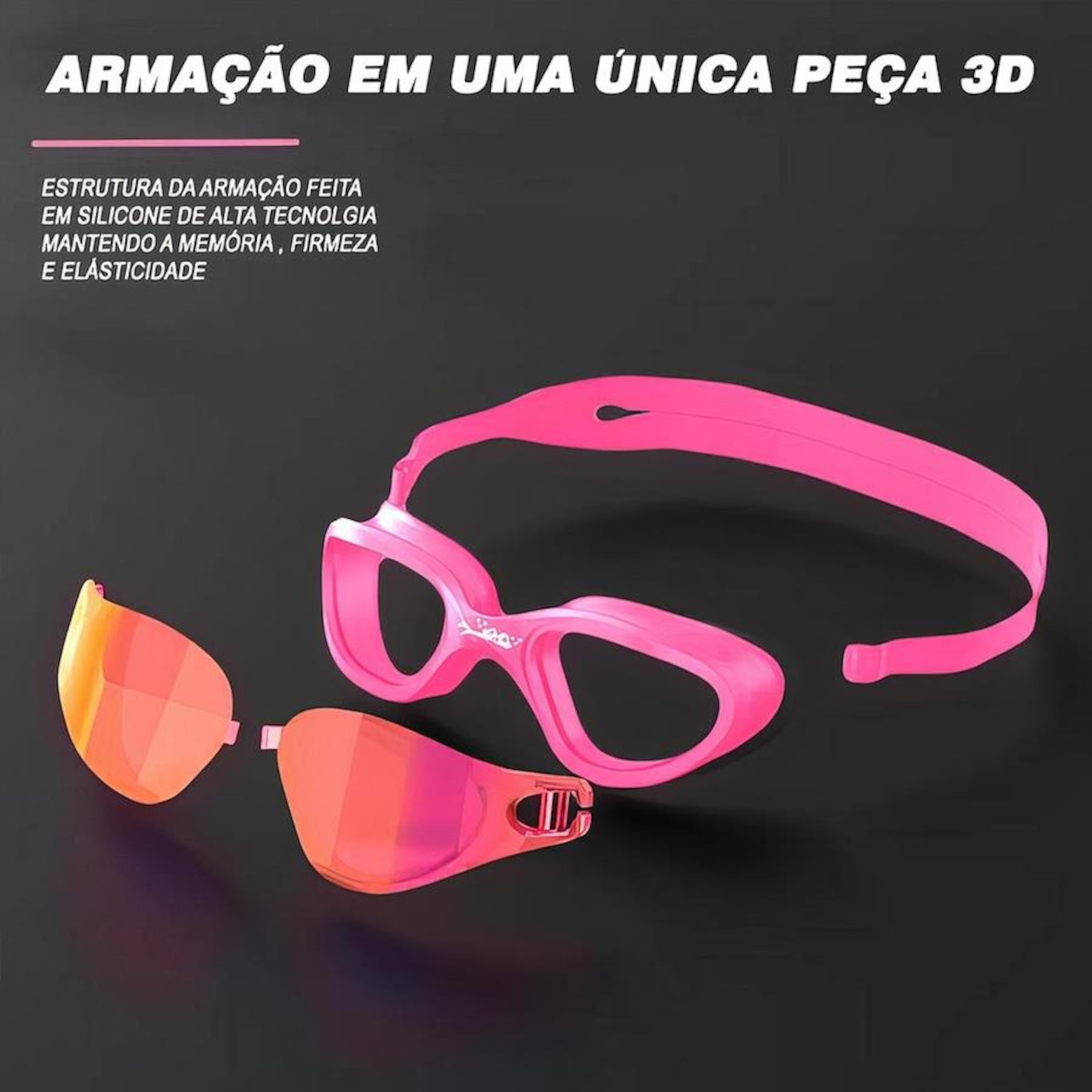 Kit Natação Gold Sports Óculos Lince Demi Mirror Hd + Mesh Bag + Clip Nasal + Protetor de ouvido - Foto 4