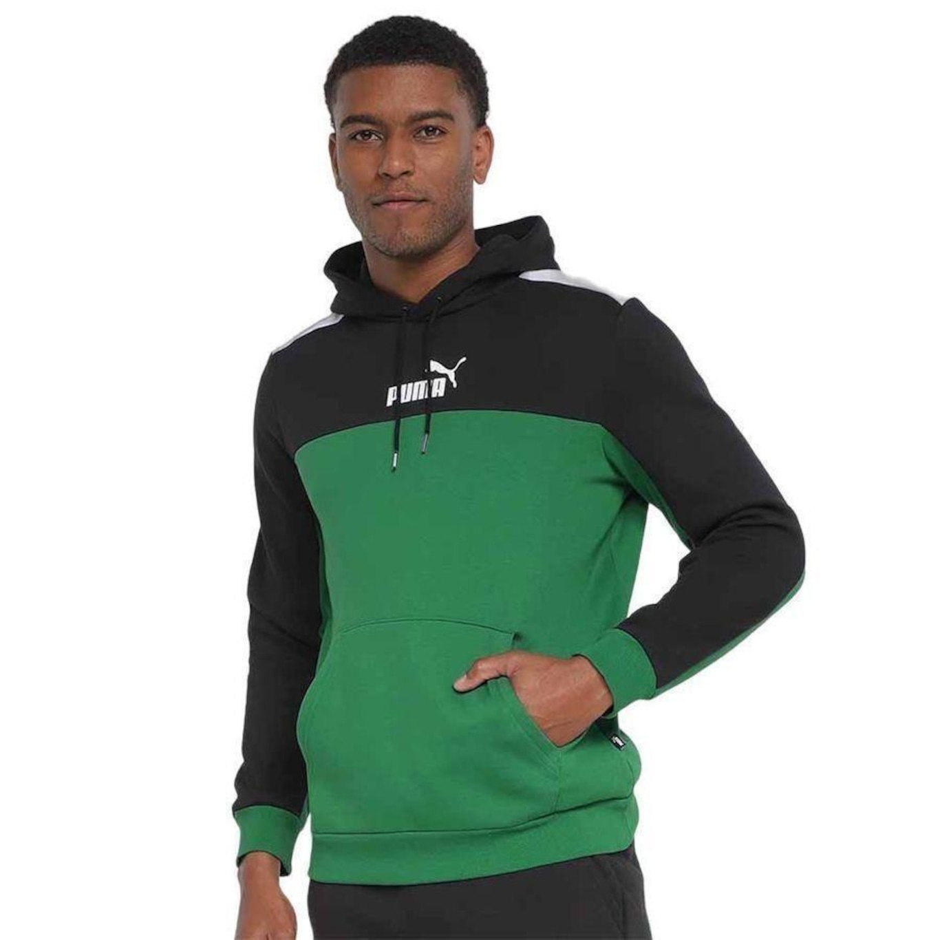 Blusão de Moletom com Capuz Puma Essentials Plus Block - Masculino - Foto 4