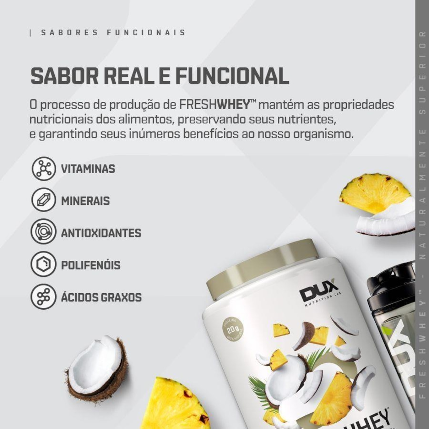 Whey Dux Nutrition -Coco e Abacaxi - 900g - Foto 5