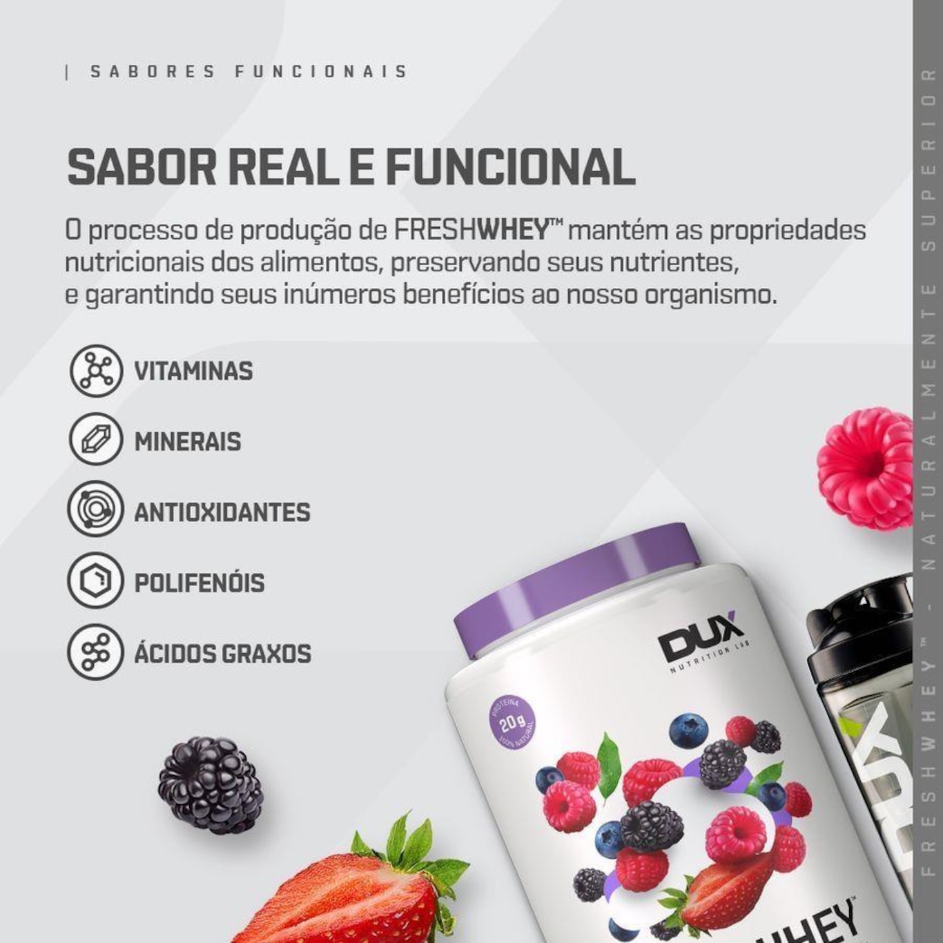 Whey Dux Nutrition - Frutas Vermelhas - 450g - Foto 5