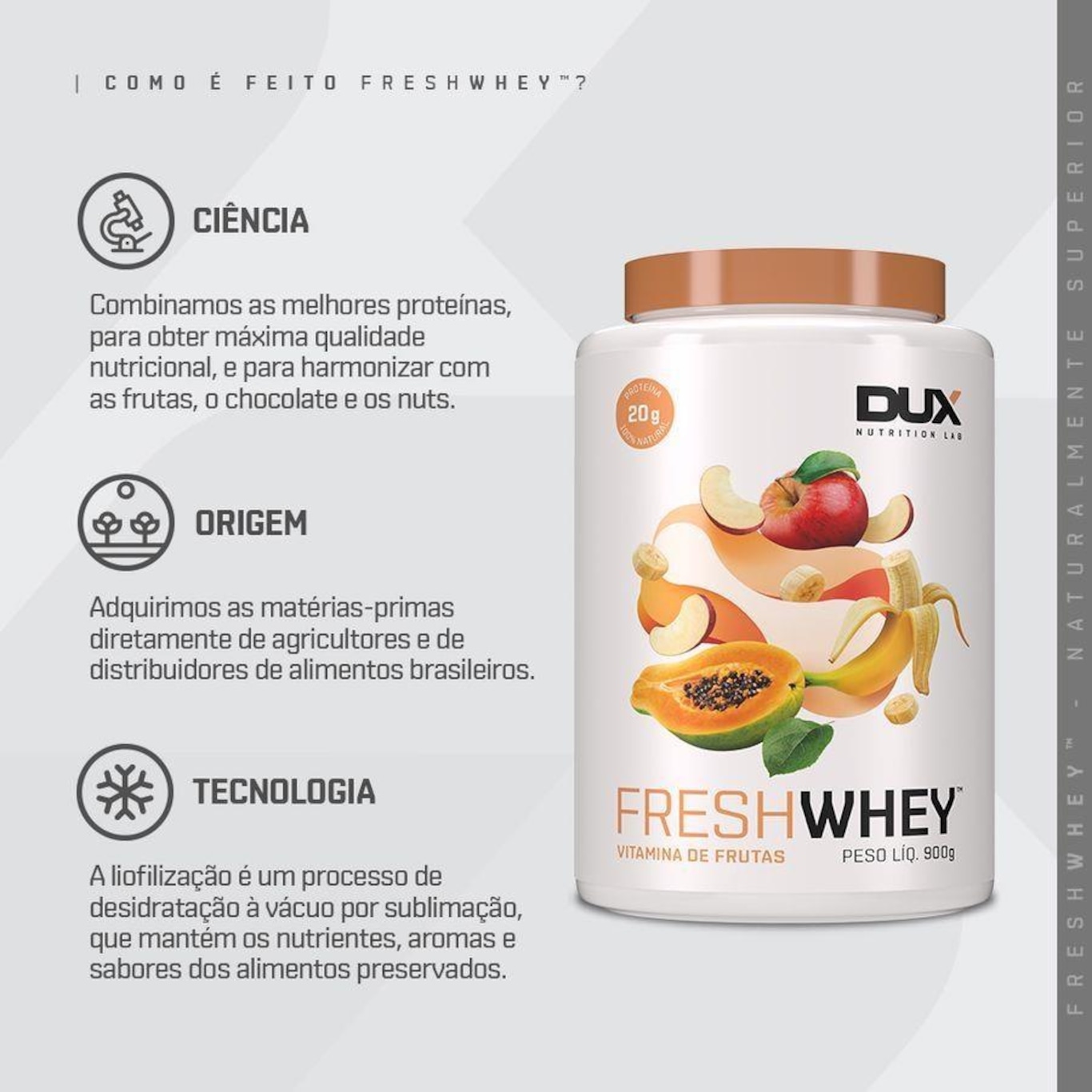 Whey Dux Nutrition - Vitamina de Frutas - 900G - Foto 2