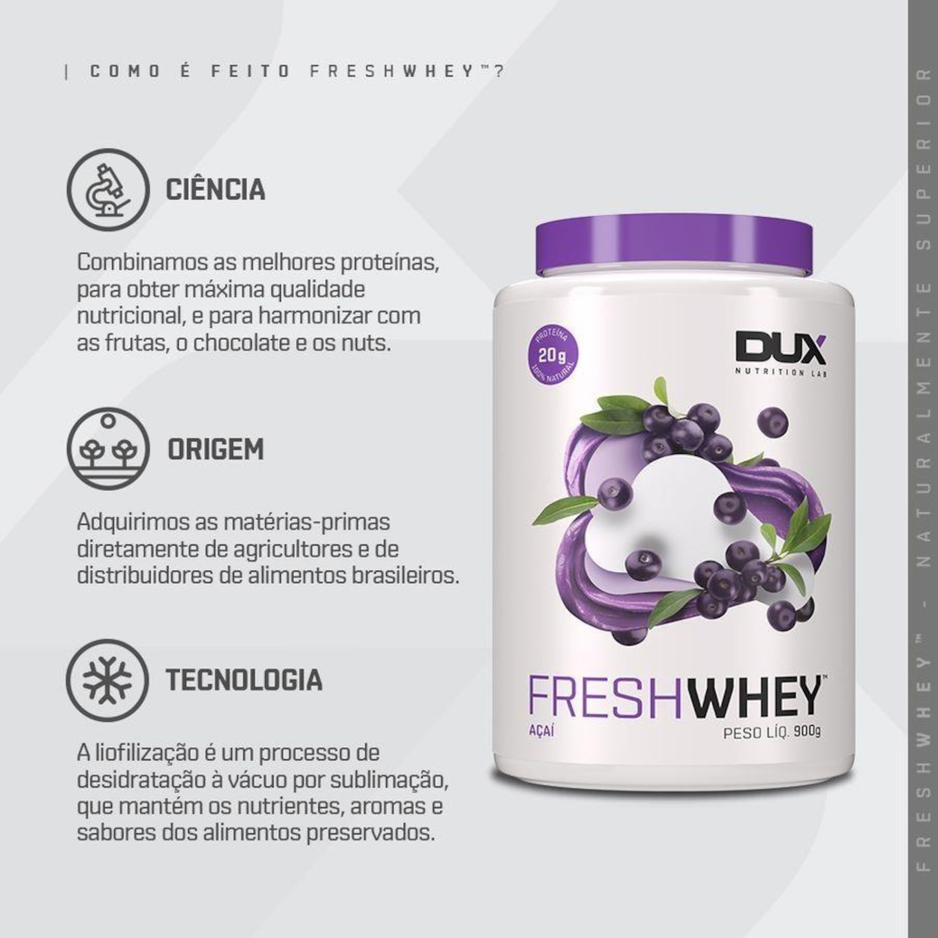 Whey Dux Nutrition - Açaí - 900g - Foto 3