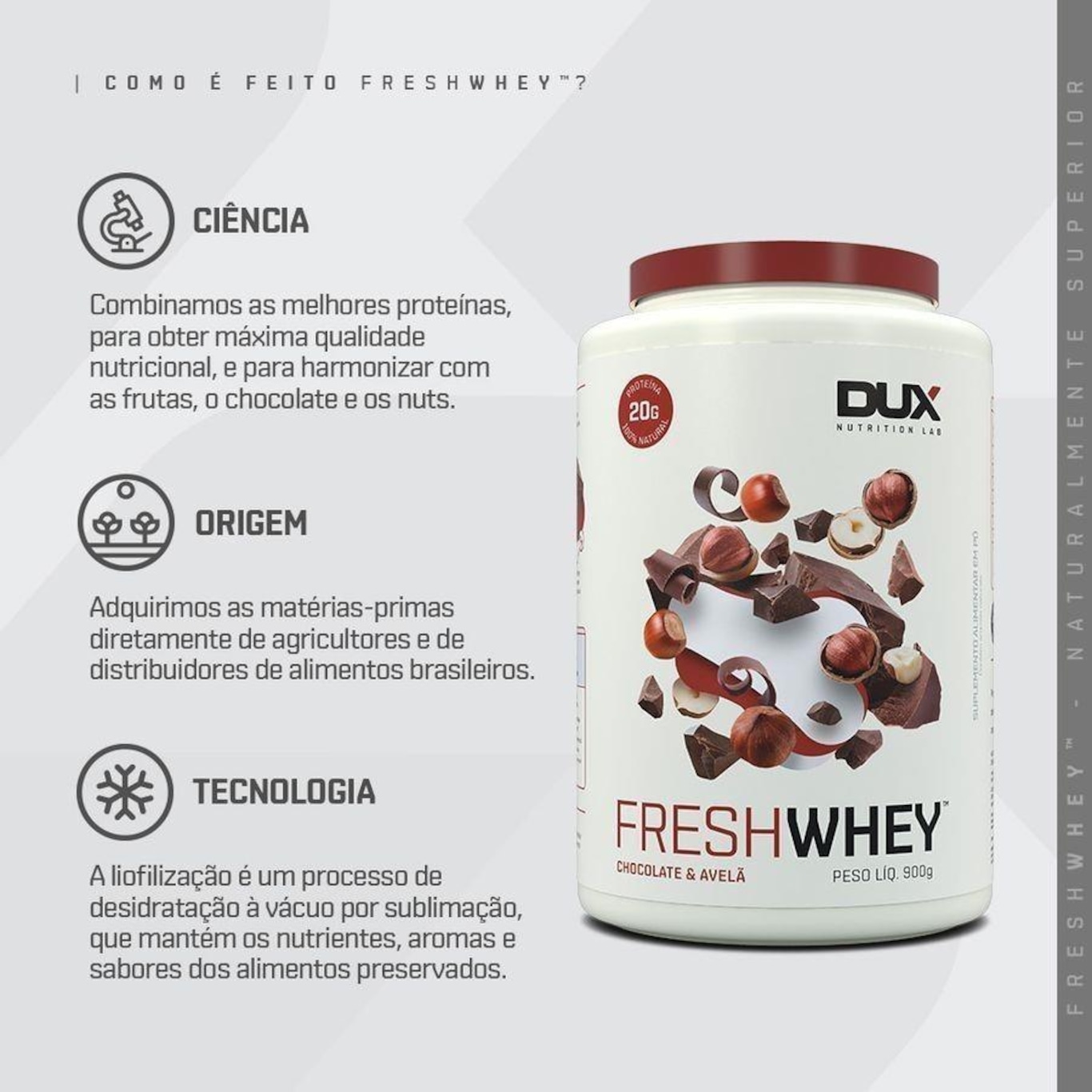 Whey Chocolate e Avelã - Pote 900G - Dux Nutrition - Foto 2