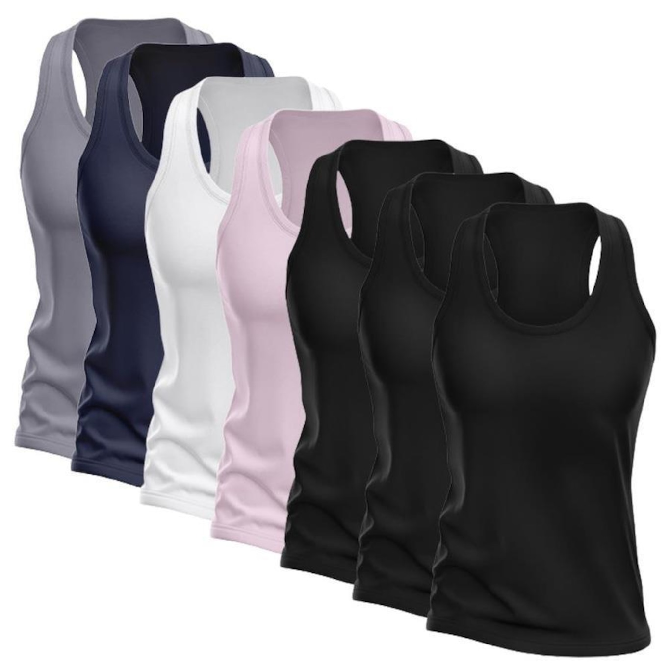 Kit Camisetas Regata Nadador Dellas Fit Dry - Feminina - 7 Unidades - Foto 1