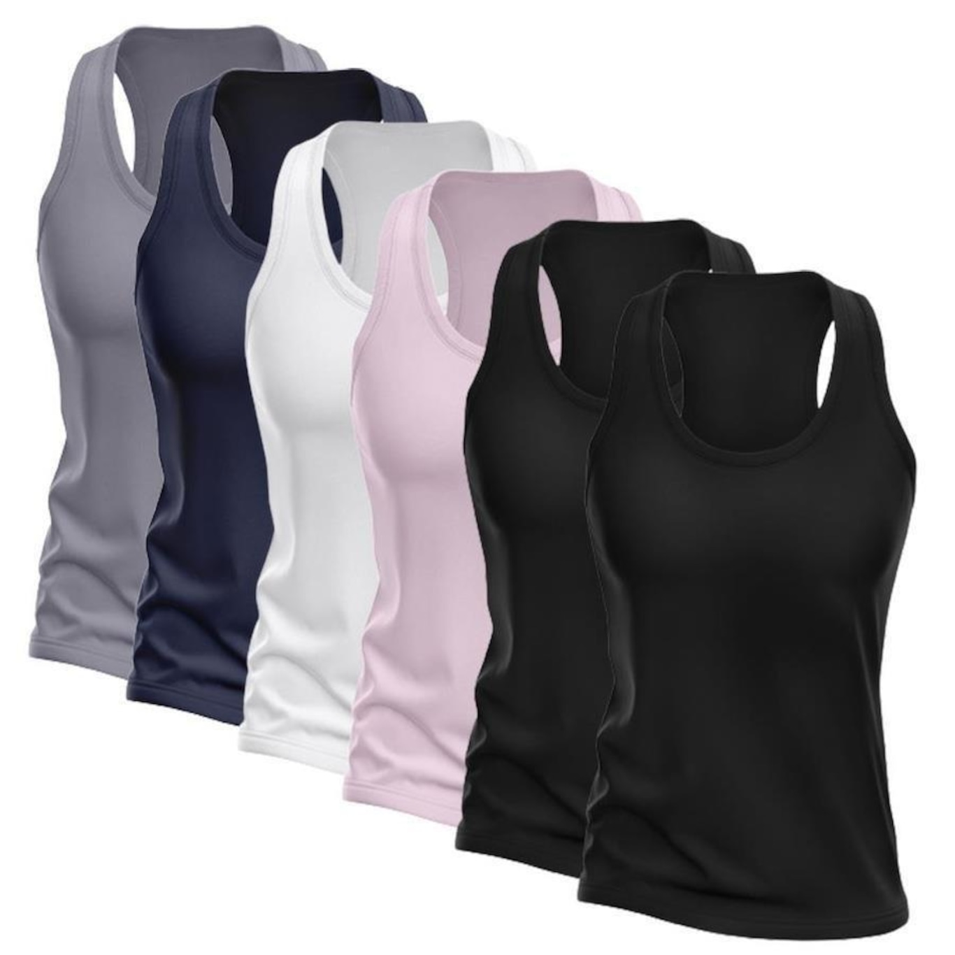 Kit Camisetas Regata Nadador Dellas Fit Dry - Feminina - 6 Unidades - Foto 1