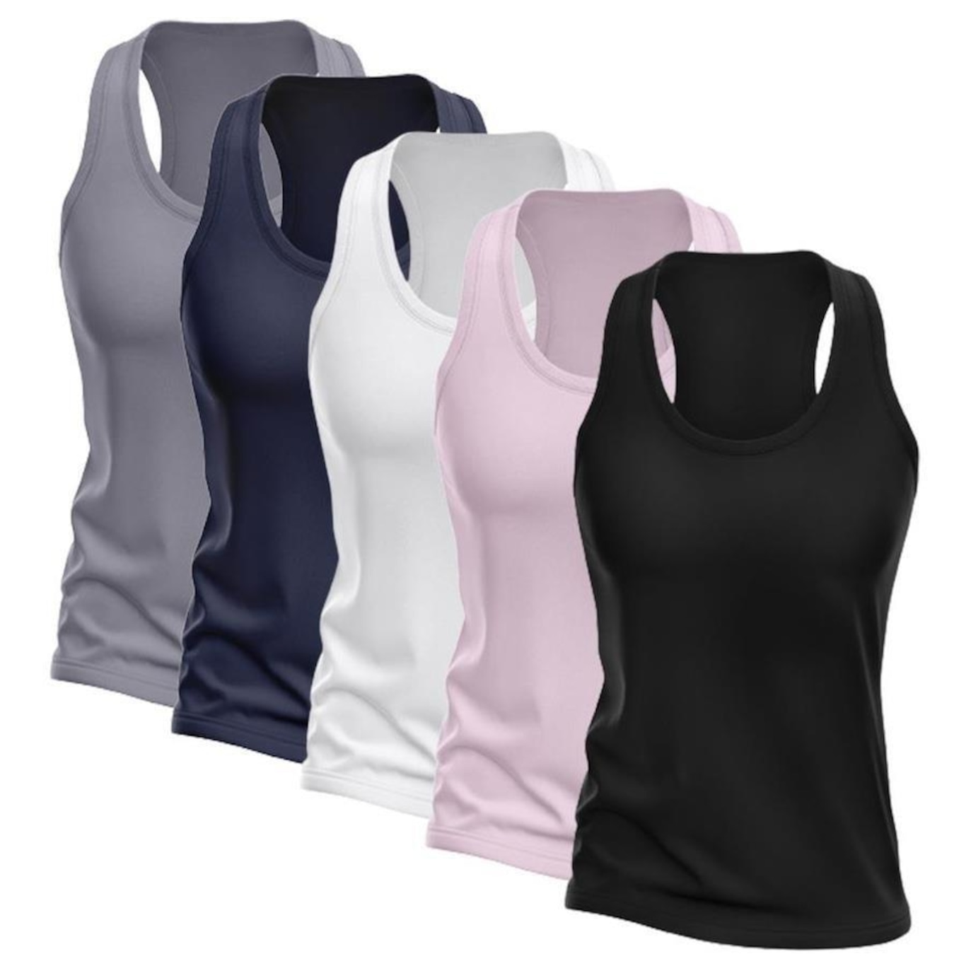 Kit Camisetas Regata Nadador Dellas Fit Dry - Feminina - 5 Unidades - Foto 1