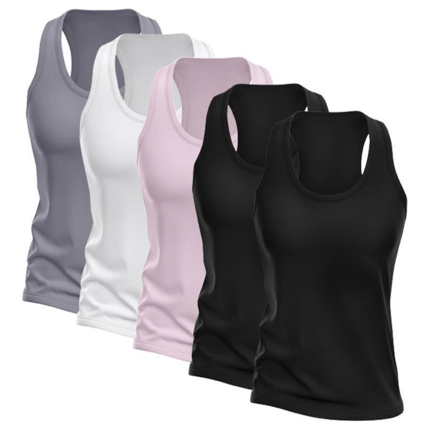 Kit Camisetas Regata Nadador Dellas Fit Dry - Feminina - 5 Unidades - Foto 1