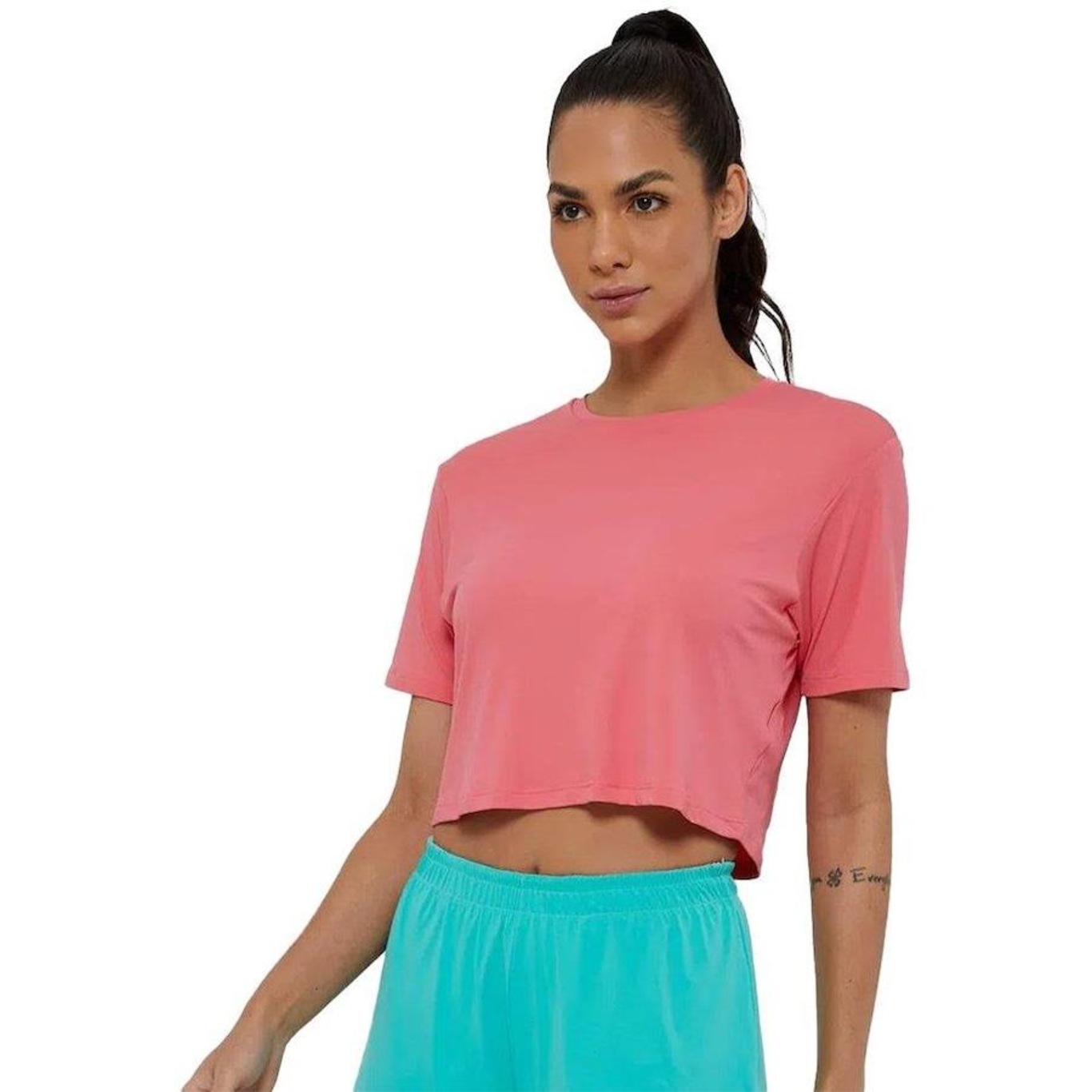 Blusa Cropped Alto Giro Basic Skin Fit - Feminina - Foto 3