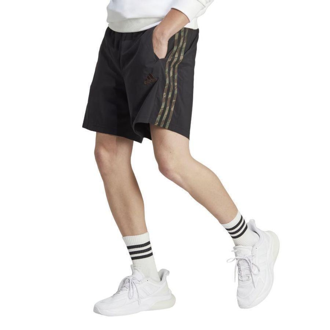 Shorts Adidas Chelsea 3 Listras - masculino - preto+branco Preto