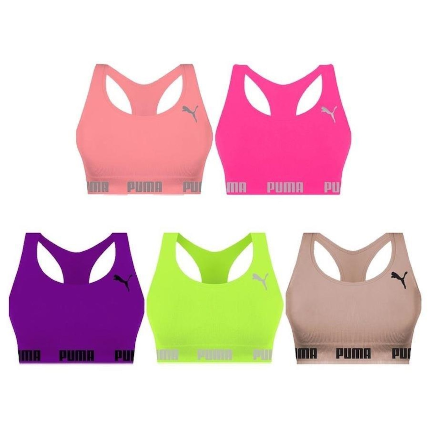 Kit Tops Puma Nadador sem Costura - 5 Unidades - Feminino - Foto 1