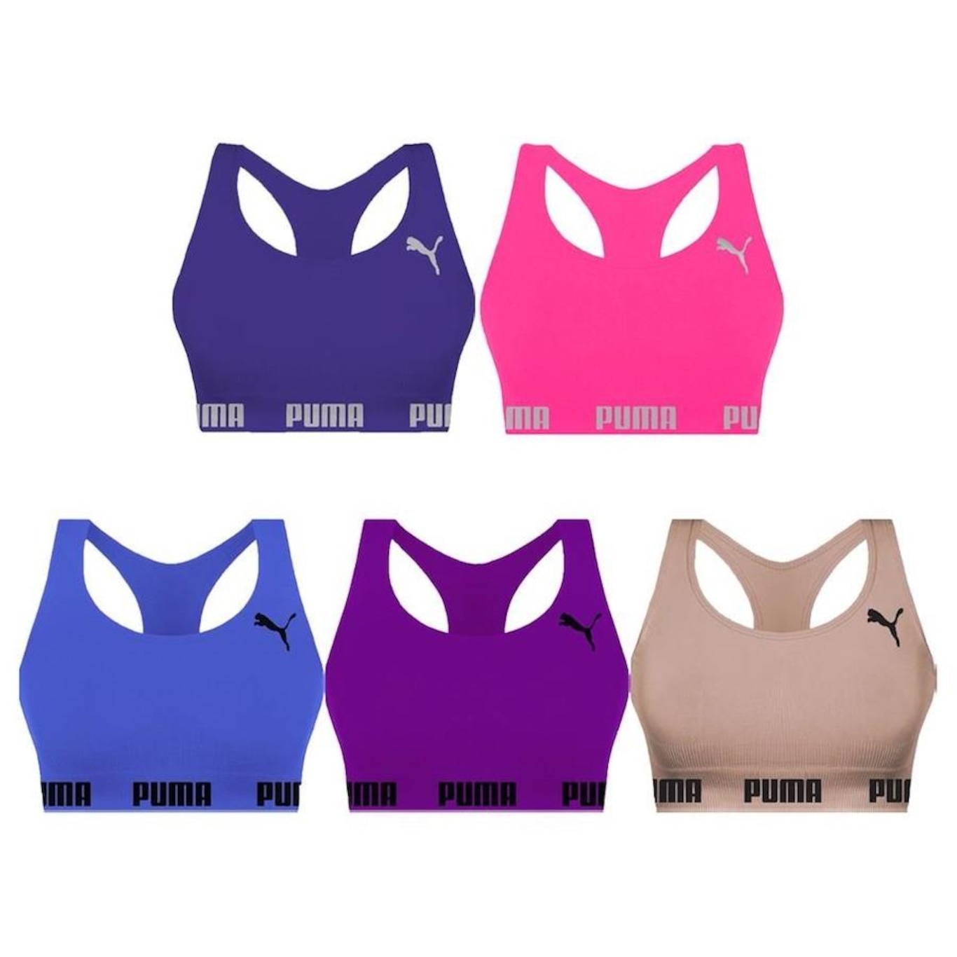 Kit Tops Puma Nadador sem Costura - 5 Unidades - Feminino - Foto 1