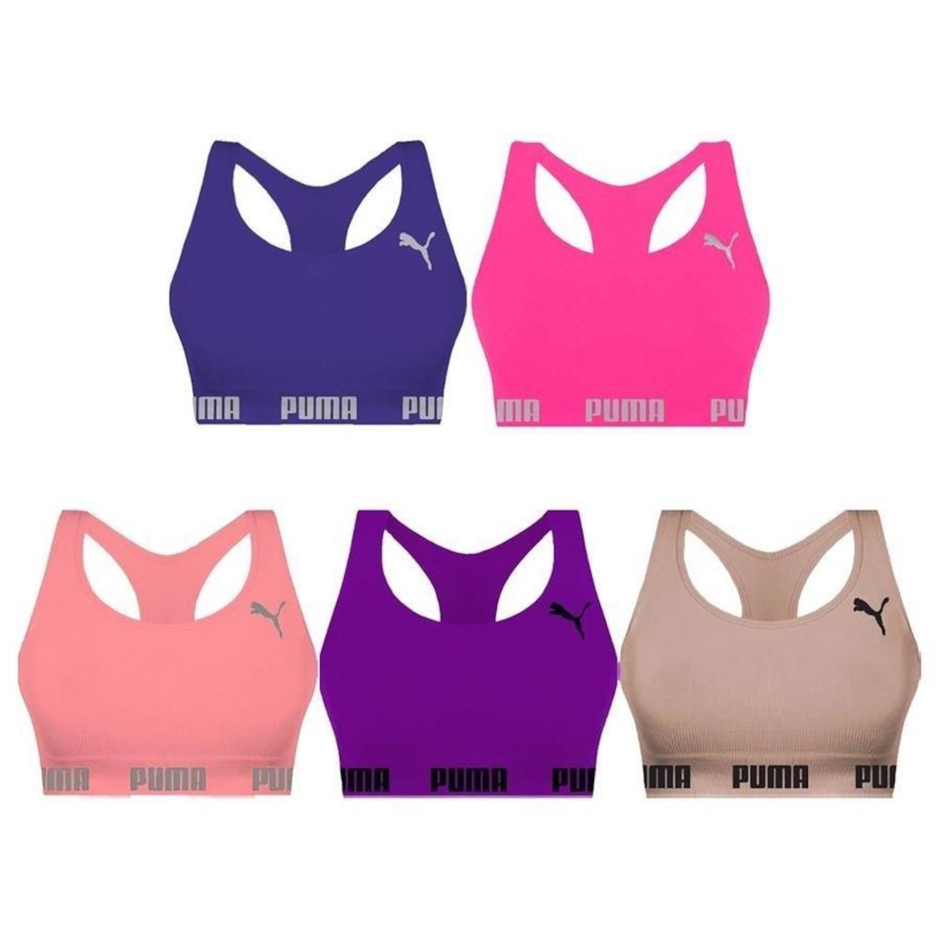 Kit Tops Puma Nadador sem Costura - 5 Unidades - Feminino - Foto 1