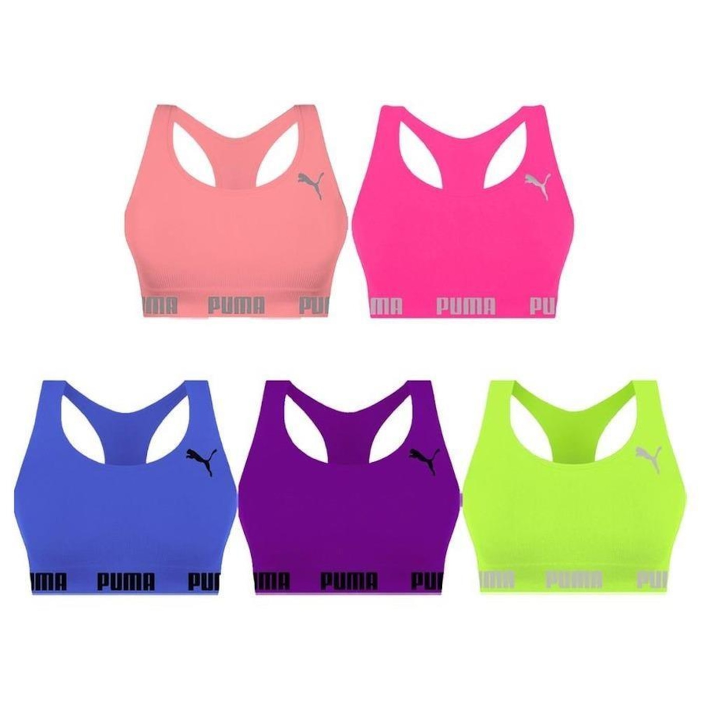 Kit Tops Puma Nadador sem Costura - 5 Unidades - Feminino - Foto 1