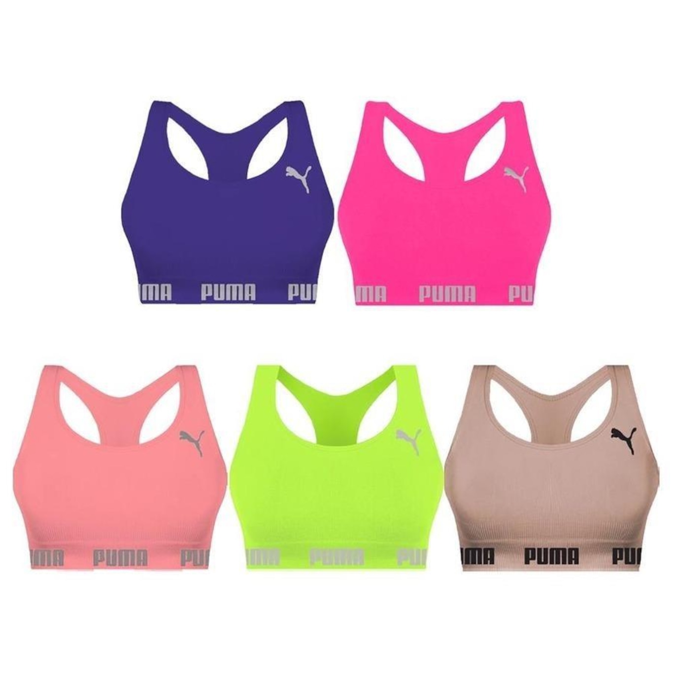 Kit Tops Puma Nadador sem Costura - 5 Unidades - Feminino - Foto 1