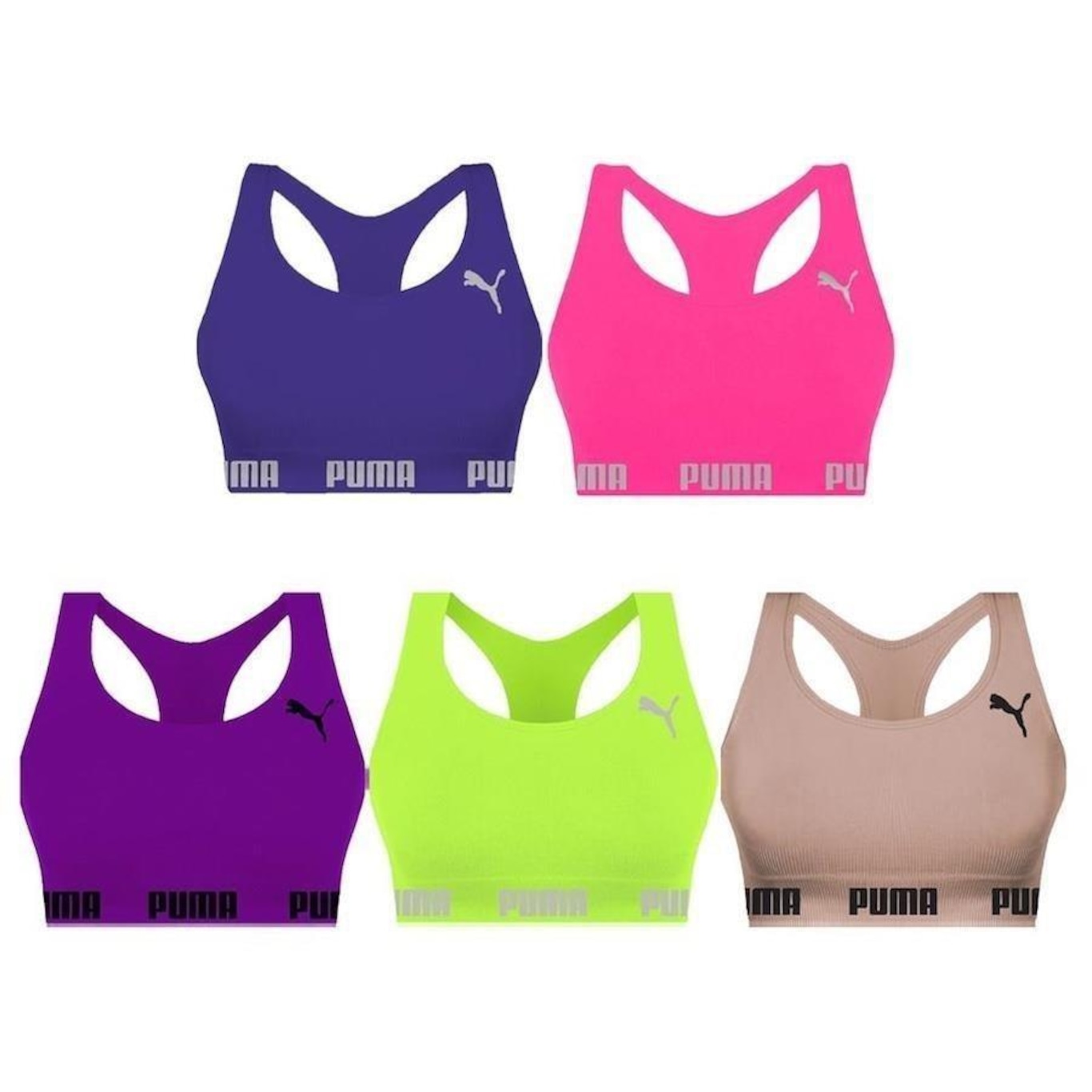 Kit Tops Puma Nadador sem Costura - 5 Unidades - Feminino - Foto 1