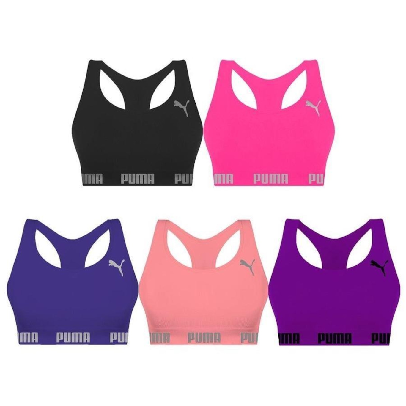 Kit Tops Puma Nadador sem Costura - 5 Unidades - Feminino - Foto 1