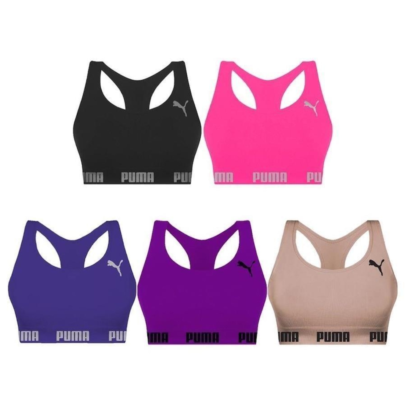 Kit Tops Puma Nadador sem Costura - 5 Unidades - Feminino - Foto 1