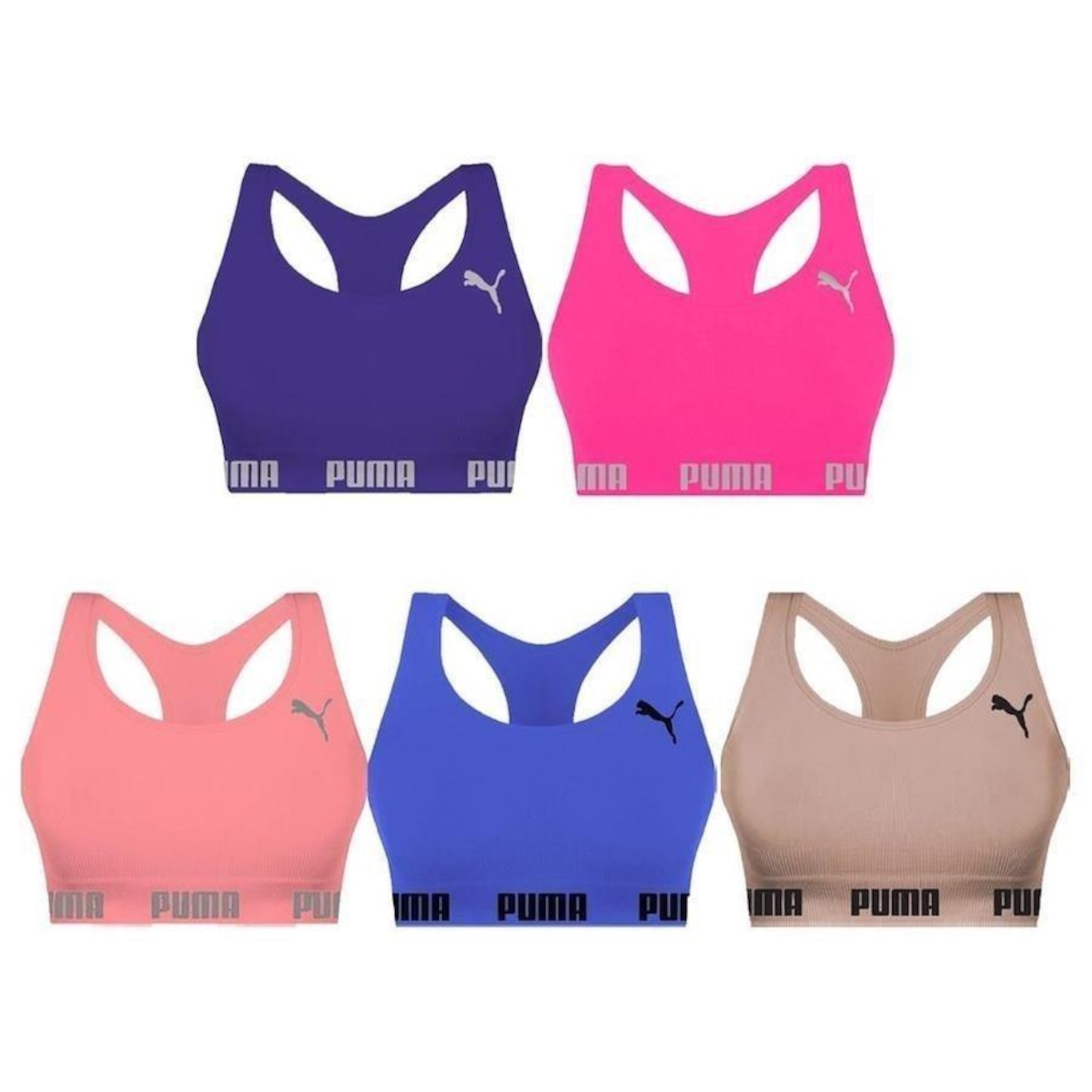 Kit Tops Puma Nadador sem Costura - Feminino - 5 unidades - Foto 1