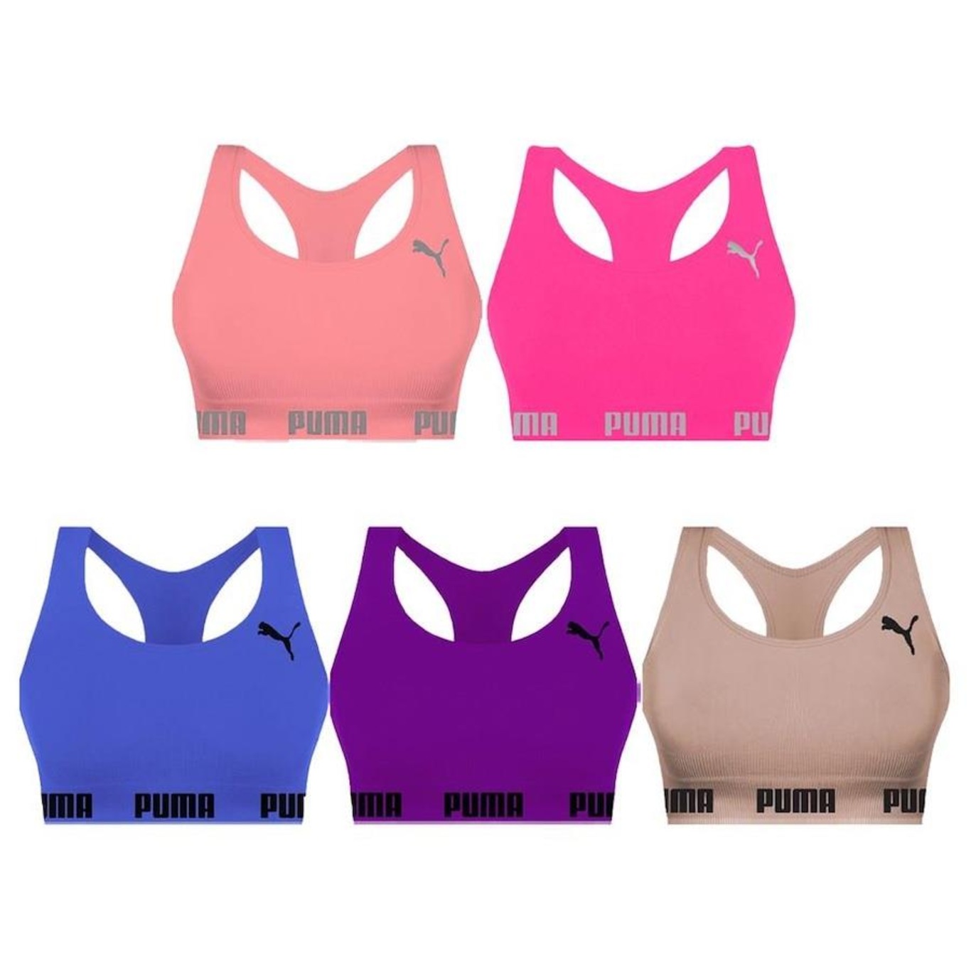 Kit Tops Puma Nadador sem Costura - Feminino - 5 unidades - Foto 1