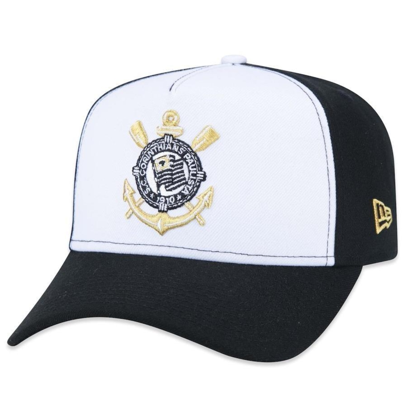 Boné Aba Curva New Era 9Forty A-Frame Futebol Corinthians - Snapback - Adulto - Foto 1