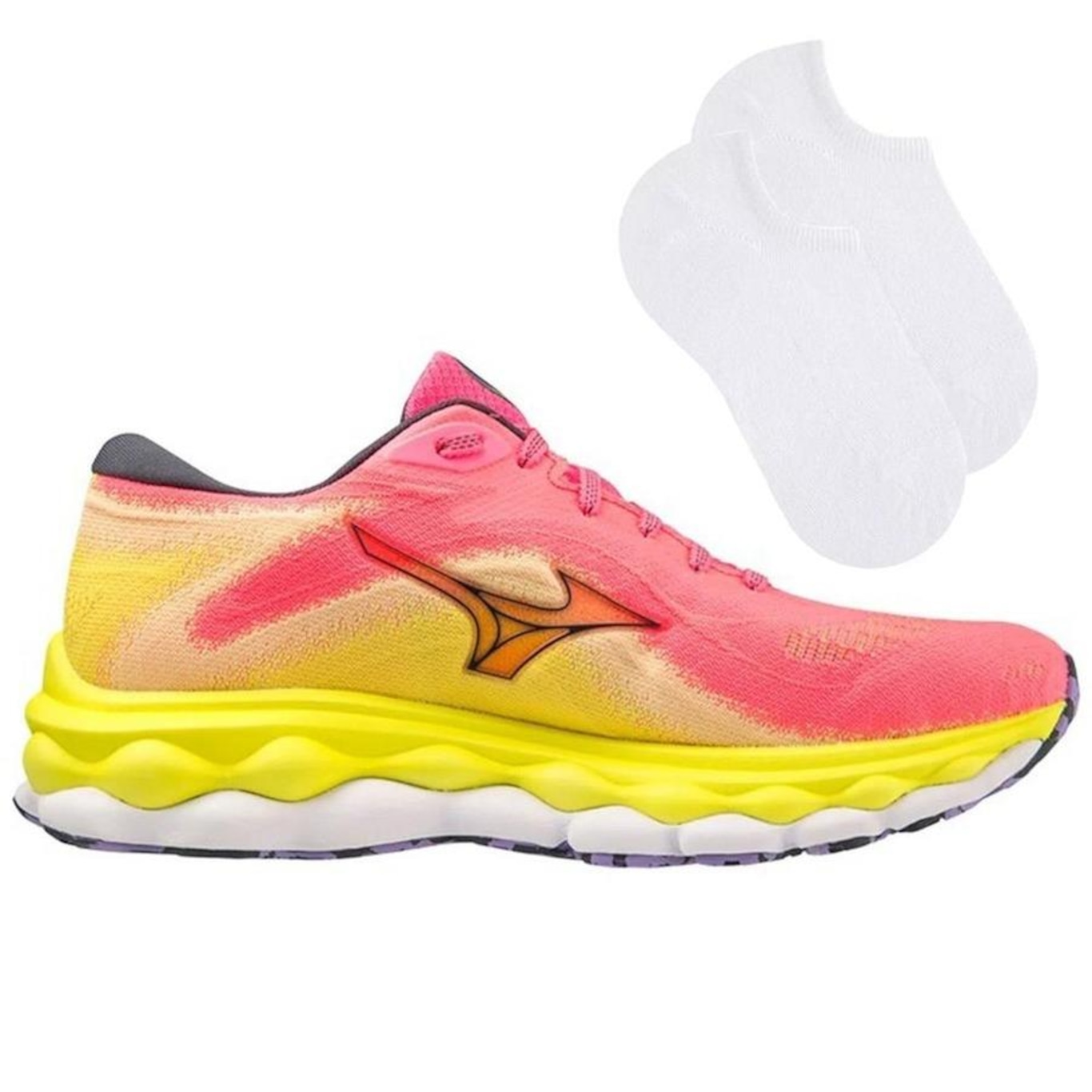 Kit Tênis Mizuno Wave Sky 7 + Par de Meia - Feminino - Foto 1