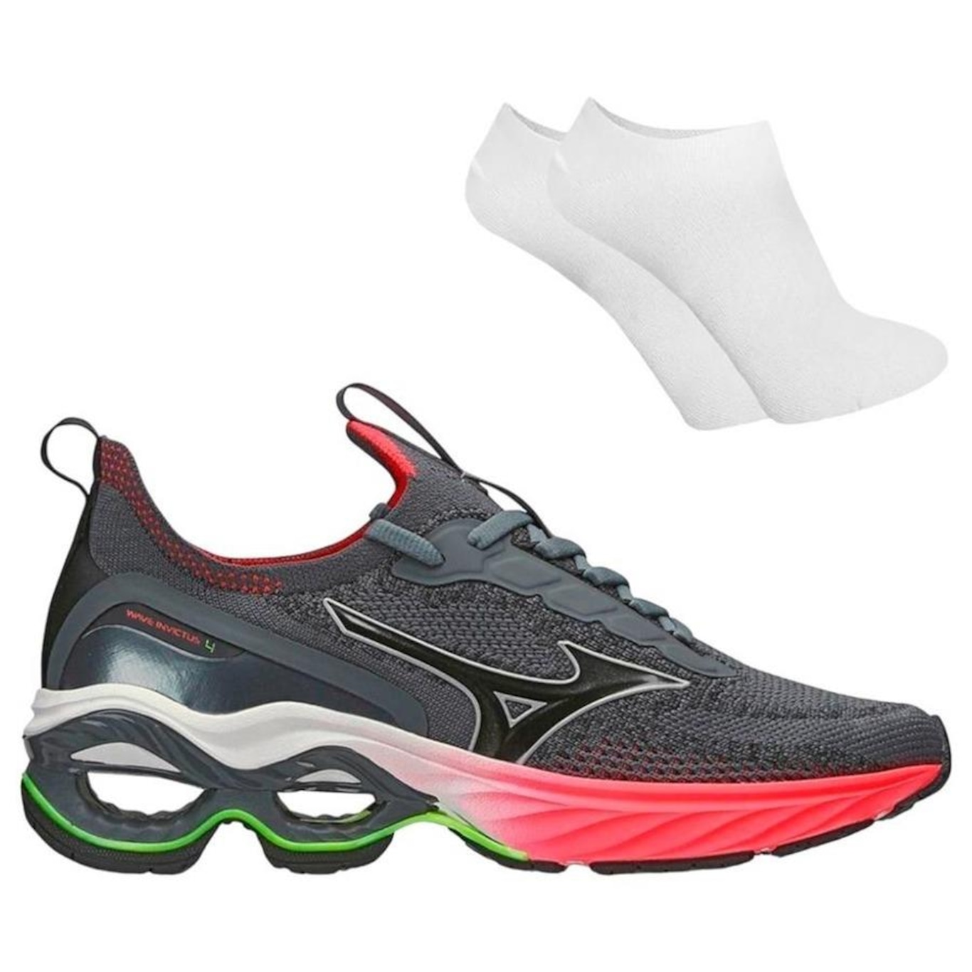 Kit Tênis Mizuno Wave Invictus 4 + Meia - Feminino - Foto 1