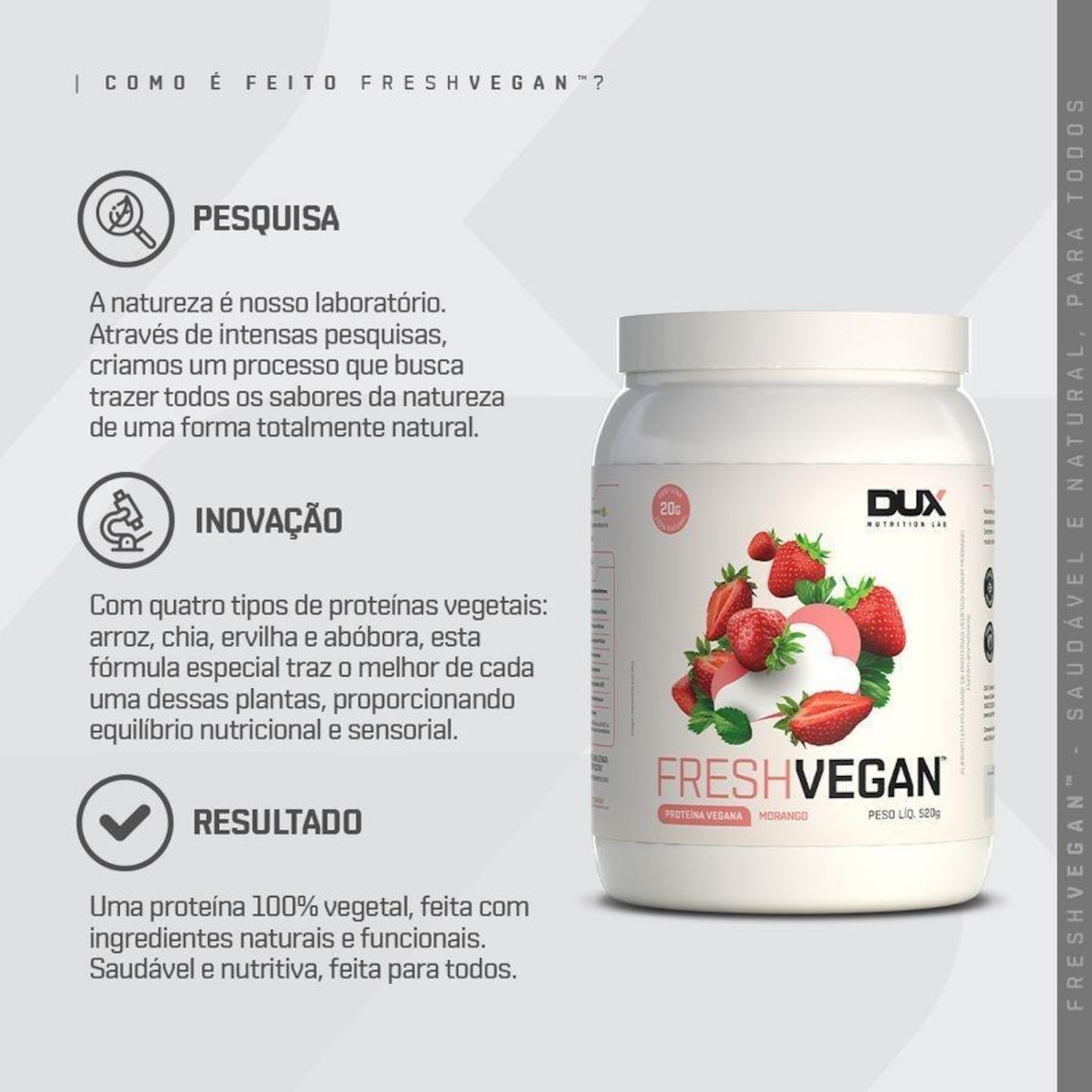 Freshvegan Dux Nutrition Morango - 520G - Foto 2