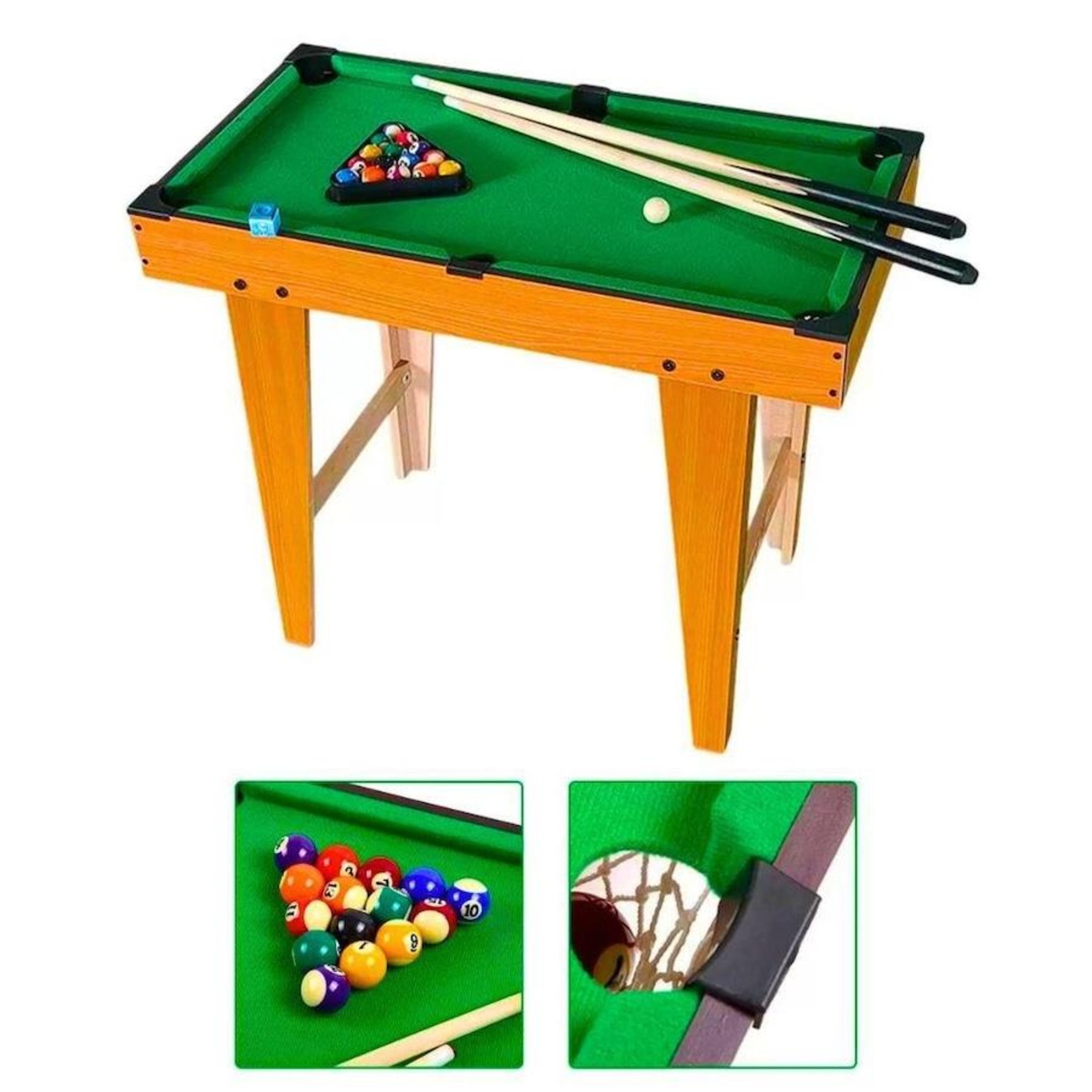 Mini Mesa de Sinuca Bilhar Snooker Infantil Com Pé 2 Tacos 16