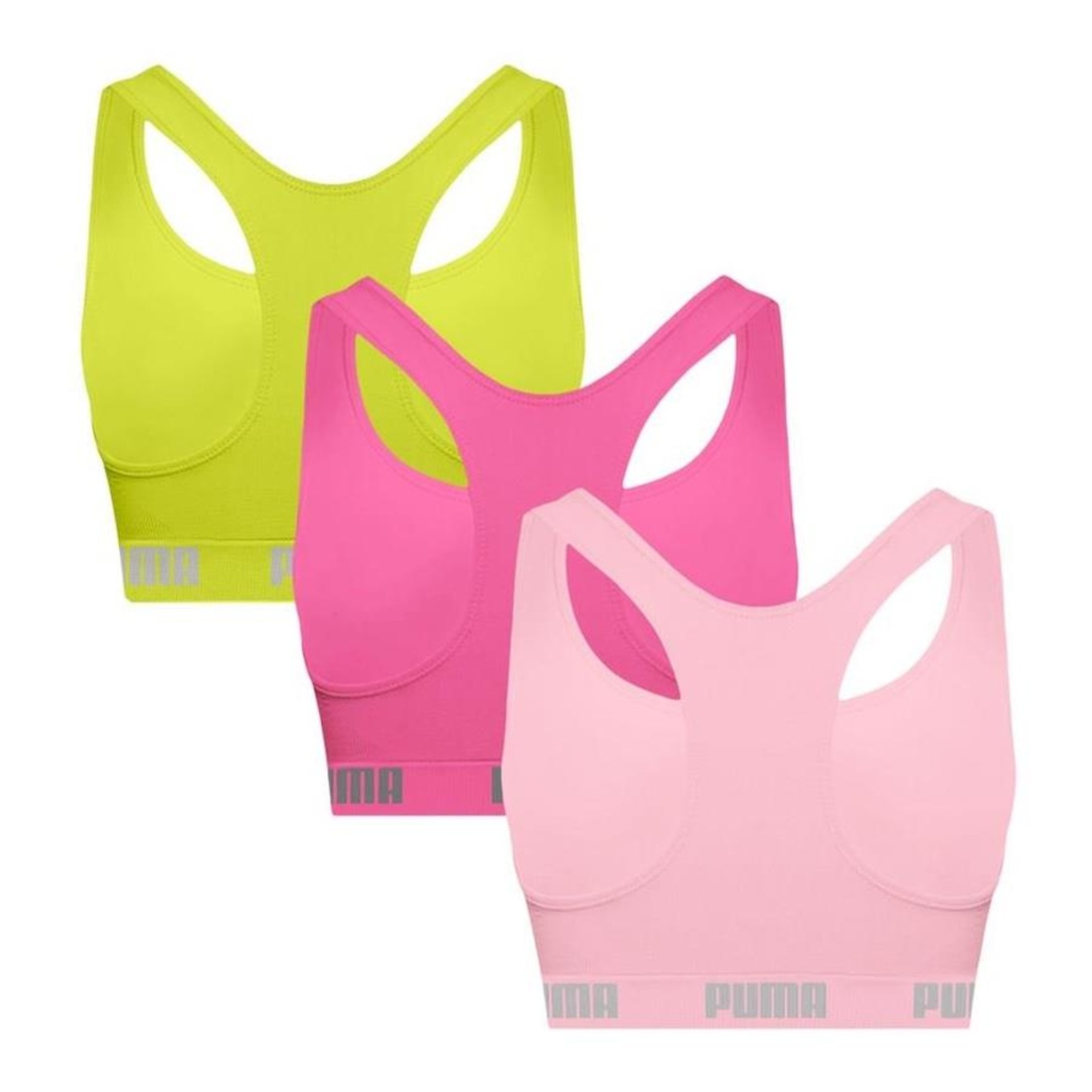 Kit Tops Fitness sem Bojo Puma Nadador sem Costura - 3 Unidades - Feminino - Foto 2