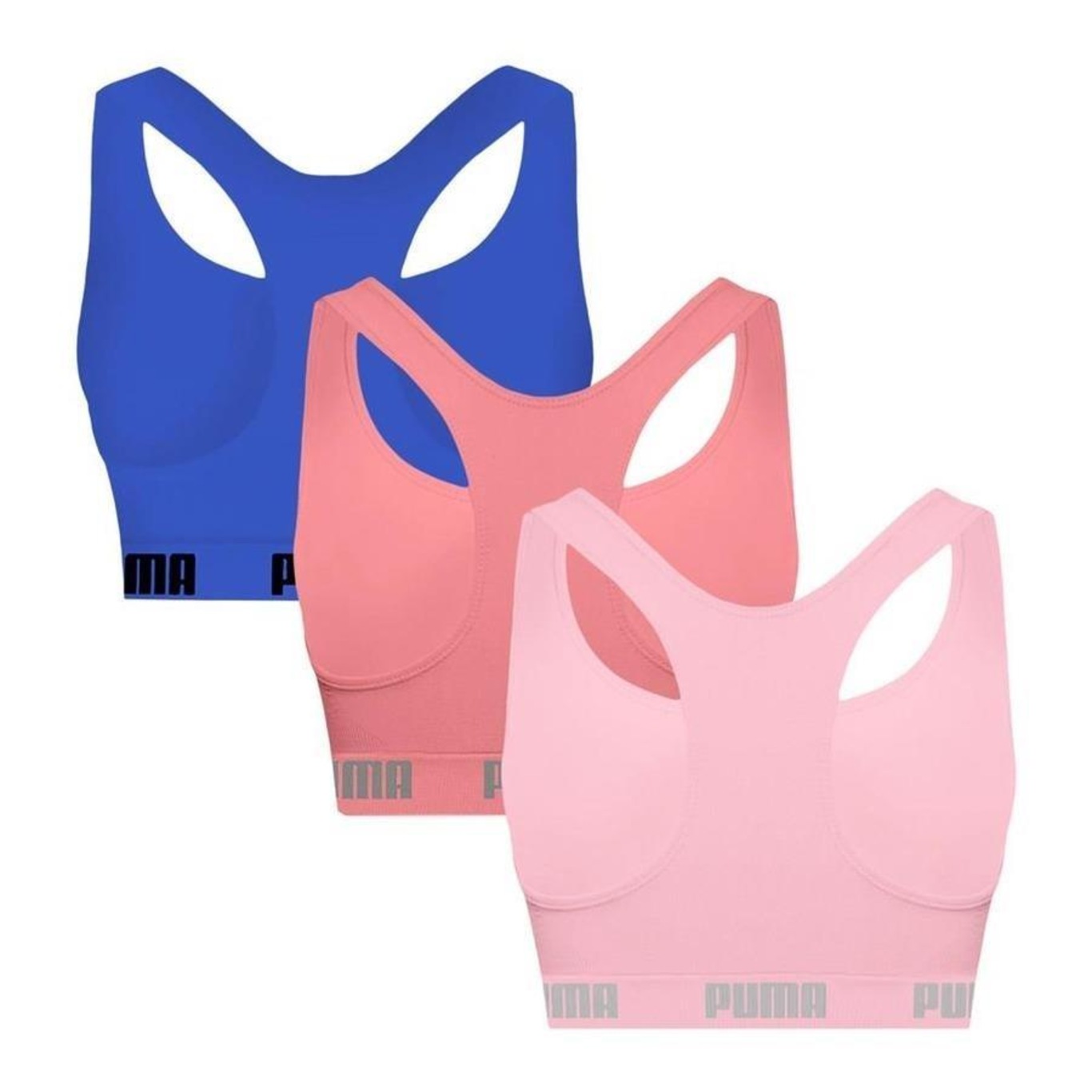 Kit Tops Fitness sem Bojo Puma Nadador sem Costura - 3 Unidades - Feminino - Foto 2