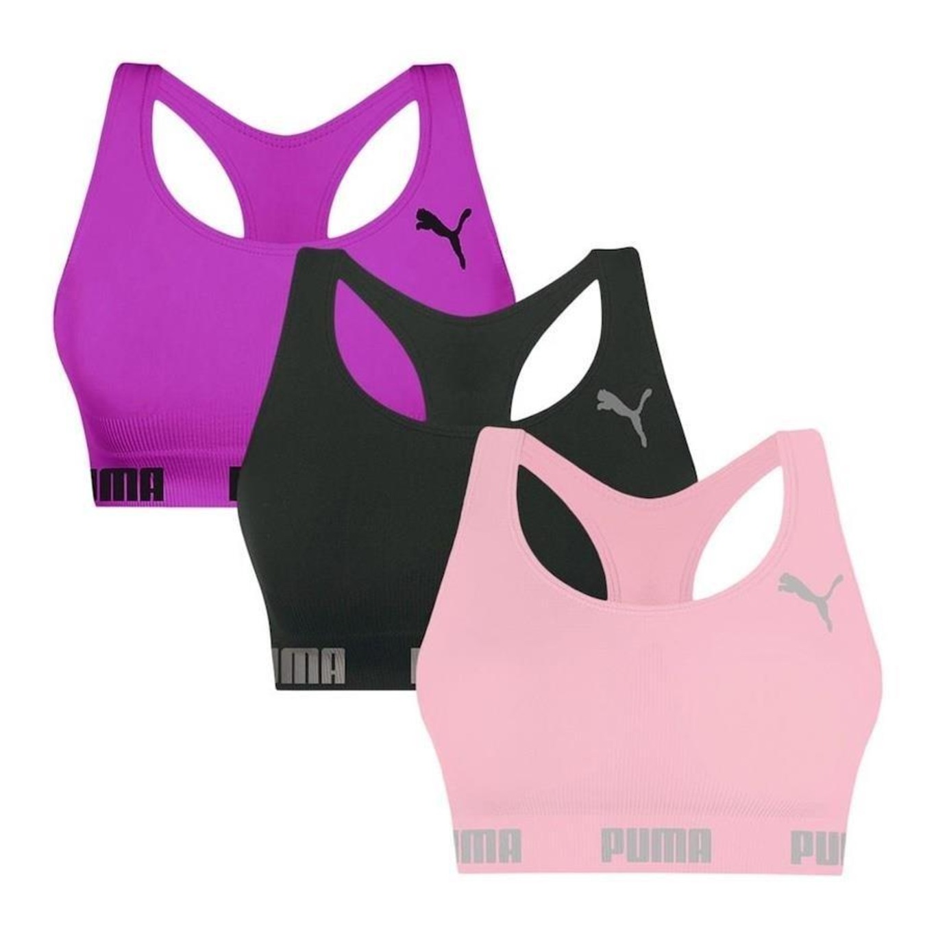 Kit de Tops Fitness Puma Nadador sem Costura - 3 Unidades - Feminino - Foto 1