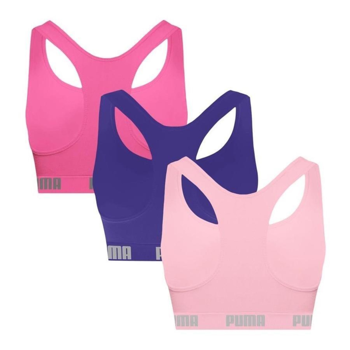 Kit de Tops Fitness Puma Nadador sem Costura - 3 Unidades - Feminino - Foto 2