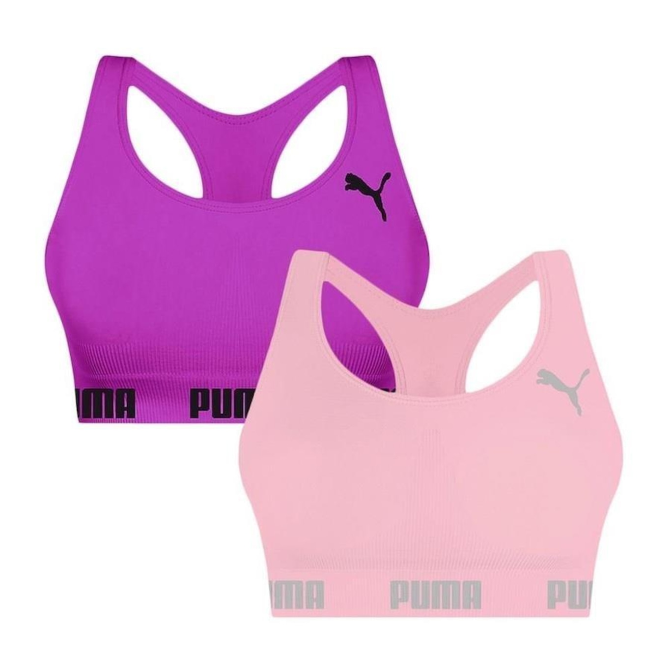 Kit Tops Fitness sem Bojo Puma Nadador sem Costura - 2 Unidades - Feminino - Foto 1