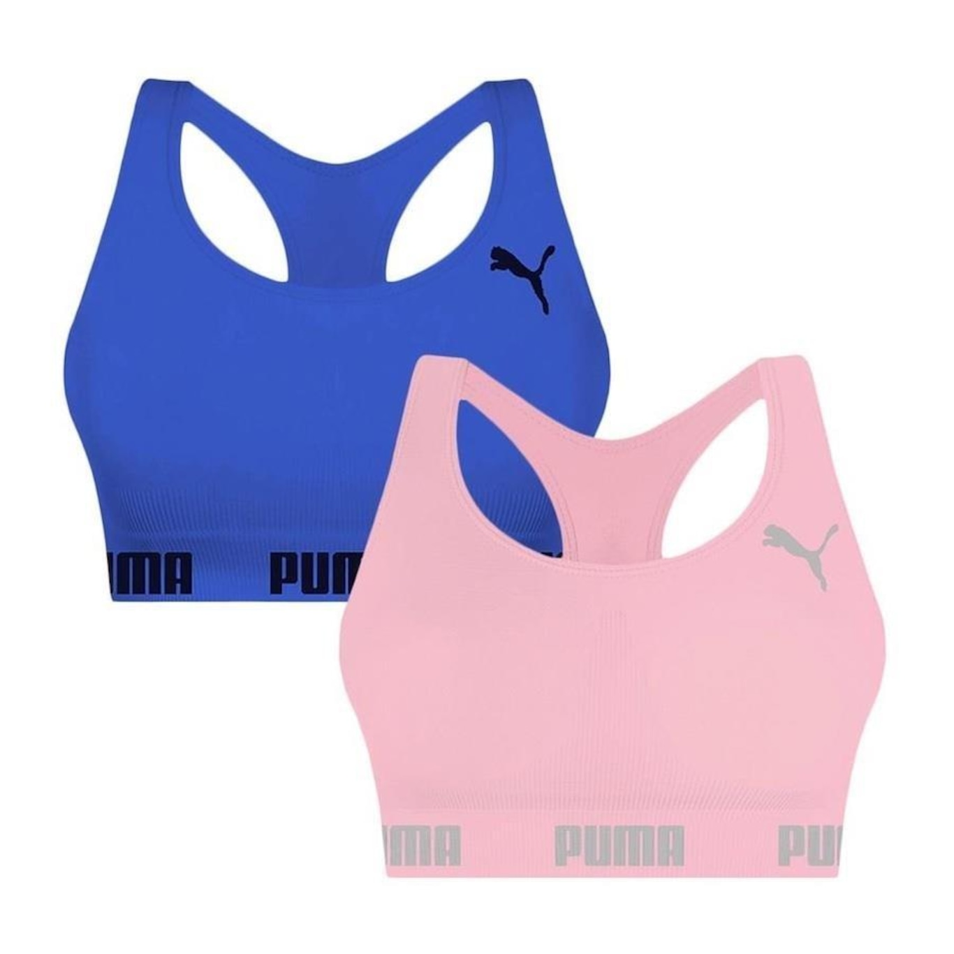 Kit Tops Fitness sem Bojo Puma Nadador sem Costura - 2 Unidades - Feminino - Foto 1