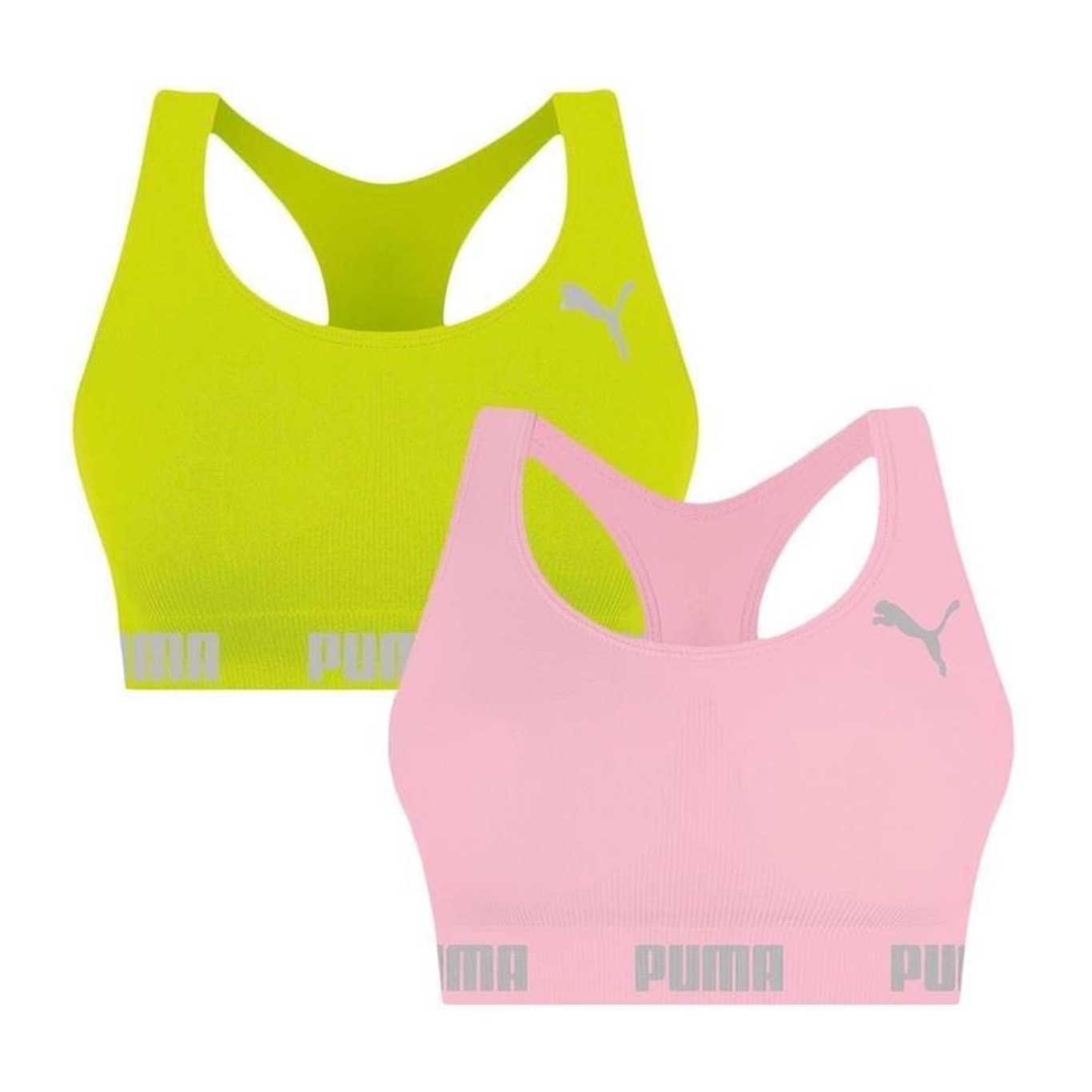 Kit Tops Fitness sem Bojo Puma Nadador sem Costura - 2 Unidades - Feminino - Foto 1