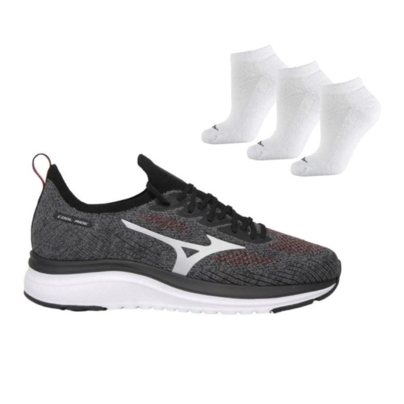 Tênis Mizuno Cool Ride + 3 Pares de Meias - Masculino - Foto 1