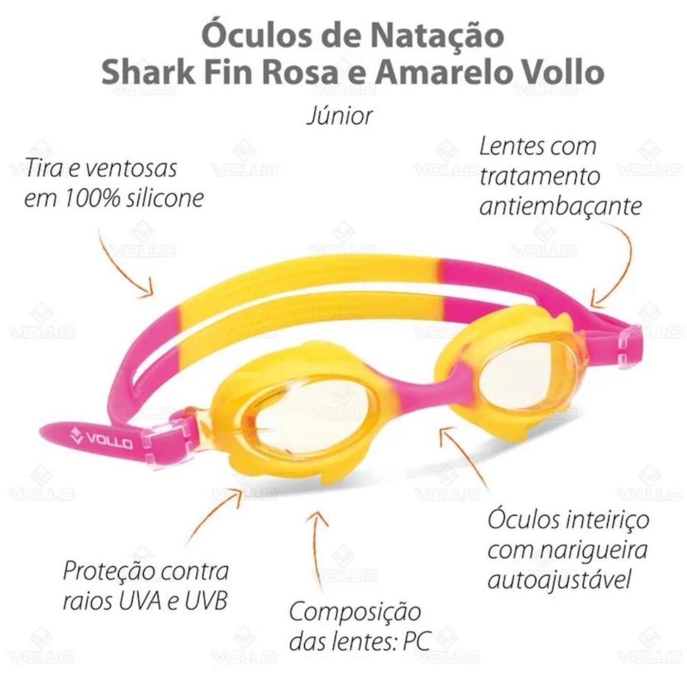 Óculos de Natação Vollo Shark Fin - Infantil - Foto 4