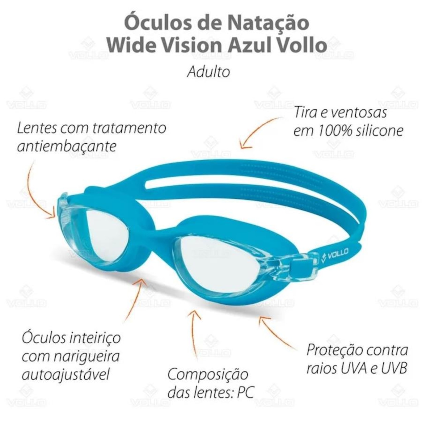 Óculos de Natação Vollo Wide Vision - Adulto - Foto 4