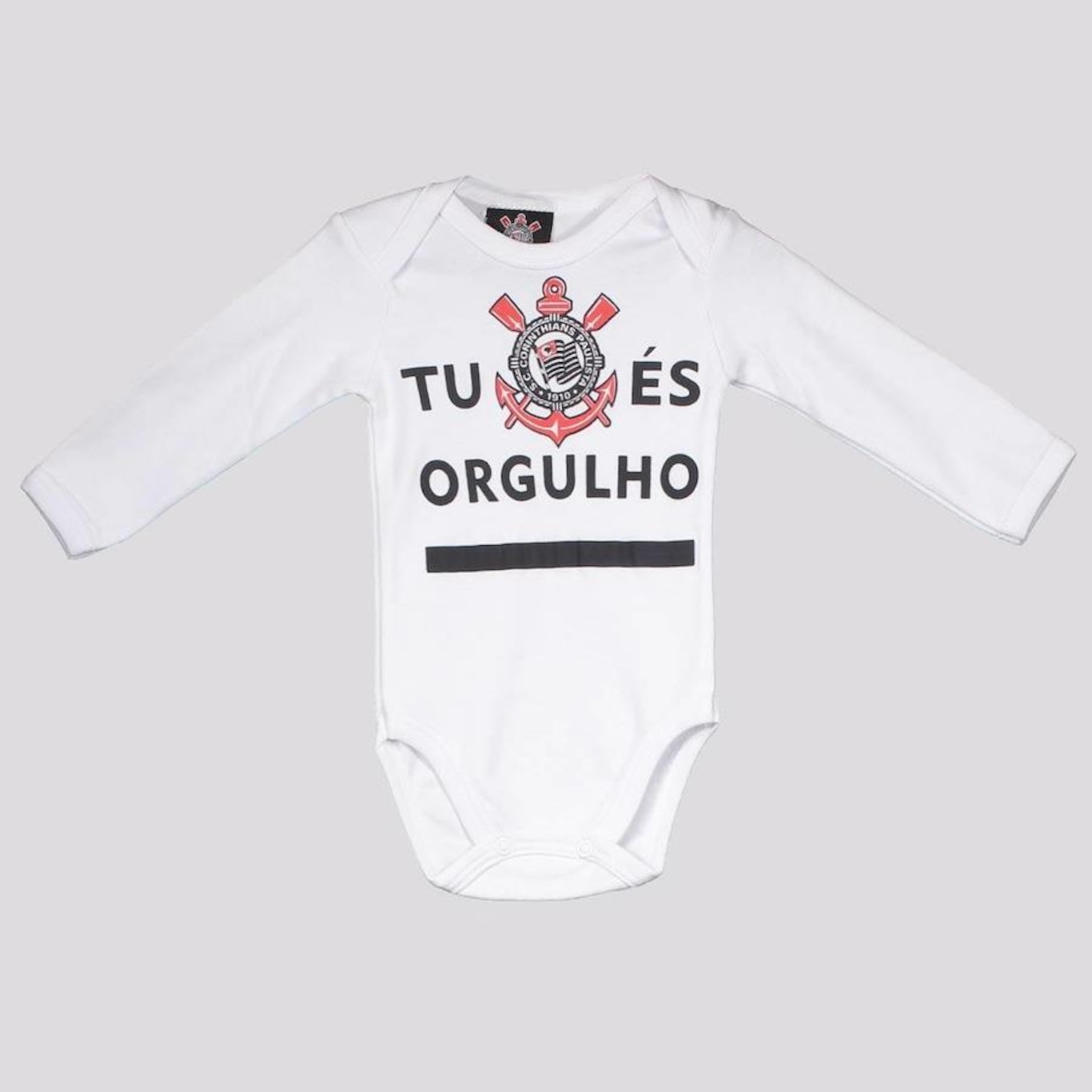 Body do Corinthians SPR Tu És Orgulho Branco - Infantil - Foto 1