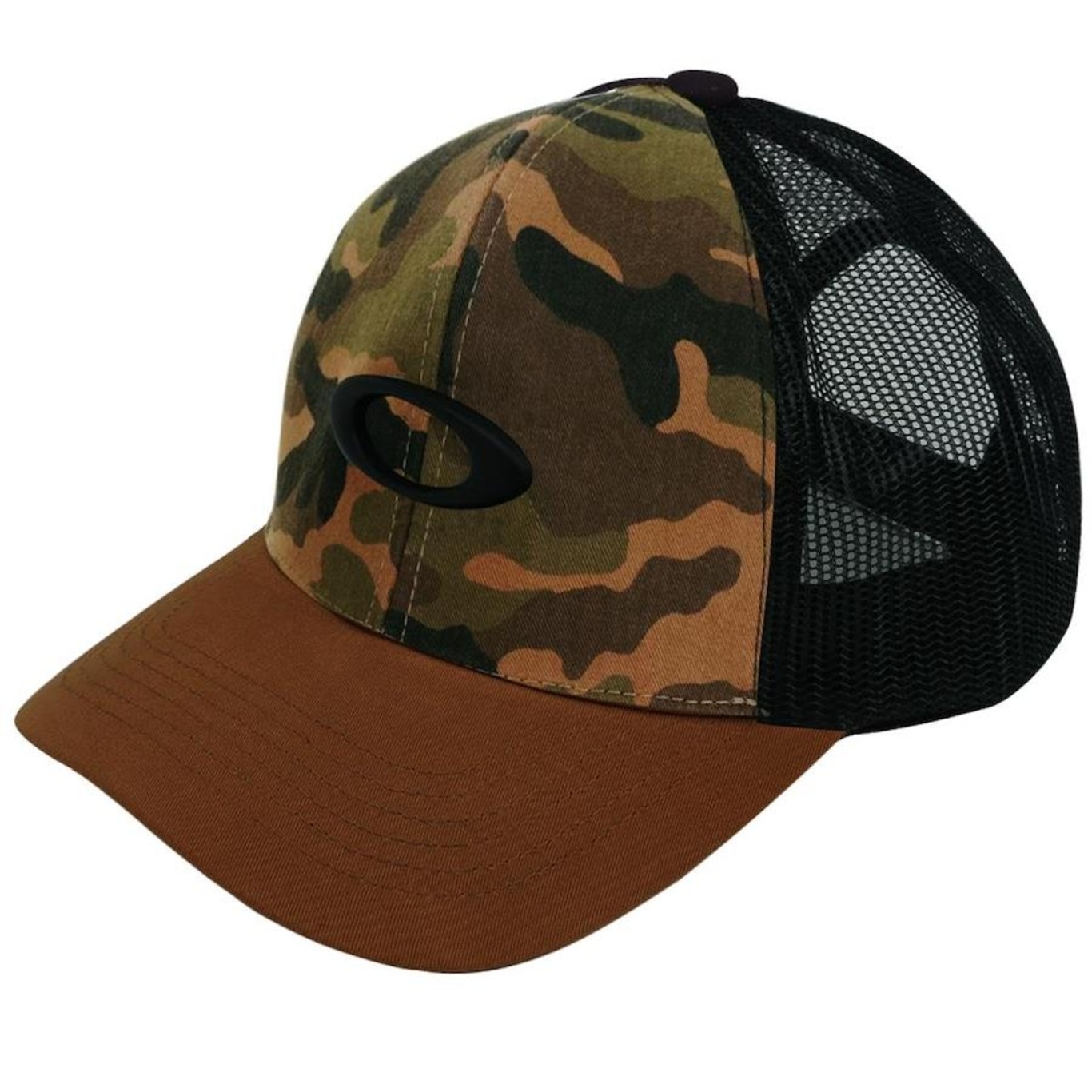 Boné Aba Curva Oakley Metal Ellipse Camo Trucker Hat Almond - Snapback - Adulto - Foto 1