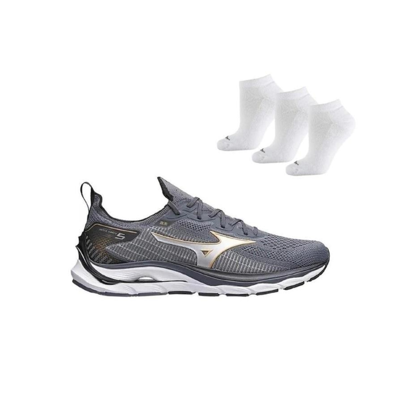 Tênis Mizuno Wave Mirai 5 + 3 Pares de Meias - Masculino - Foto 1