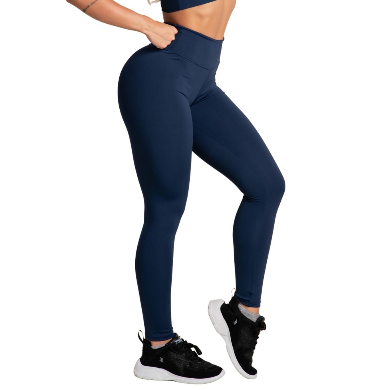 Kit Belmento: Calça Legging Arrastão + Calça Legging Básica Academia - Feminina - Foto 4