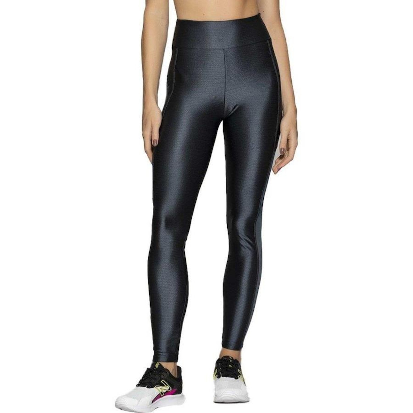 Calça Legging Run More Shine Tule - Feminina - Foto 1