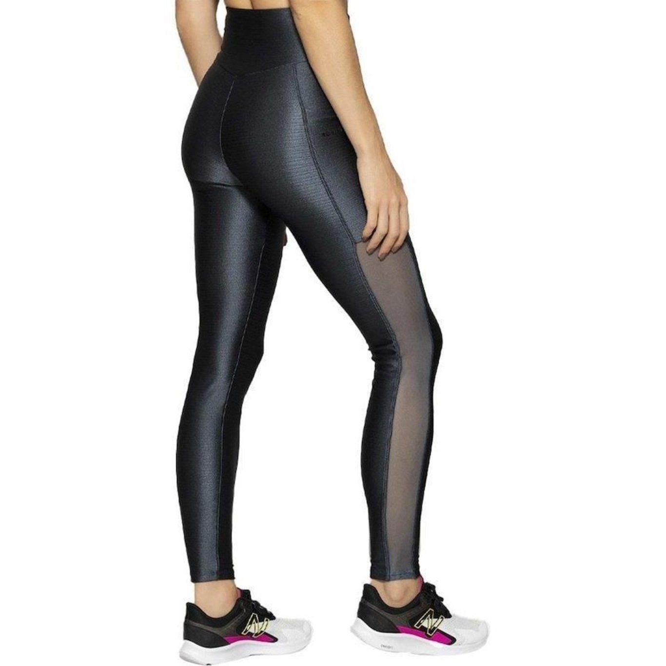 Calça Legging Run More Shine Tule - Feminina - Foto 2