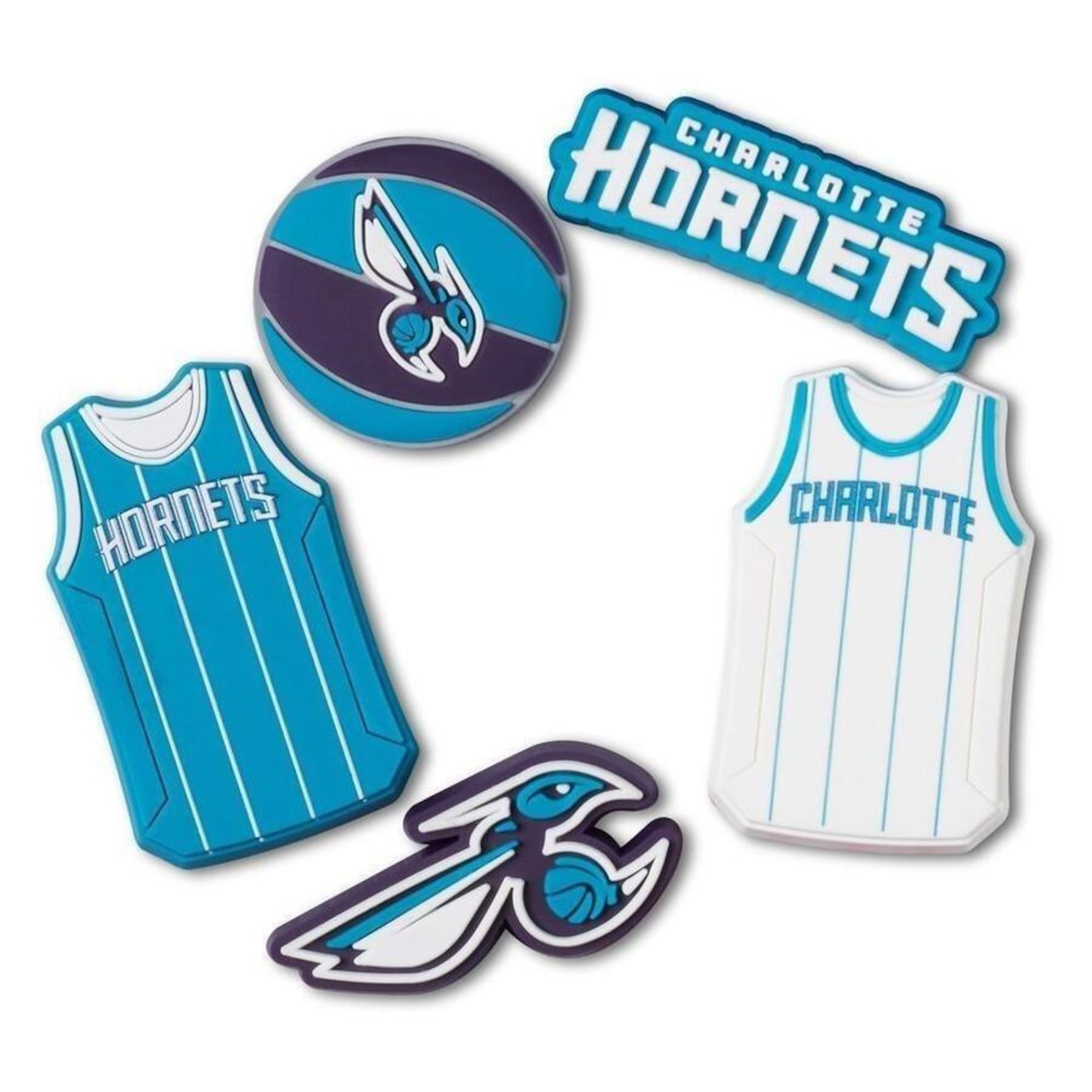 Jibbitz Nba Charlotte Hornets - 5 Unidades - Unissex - Foto 1