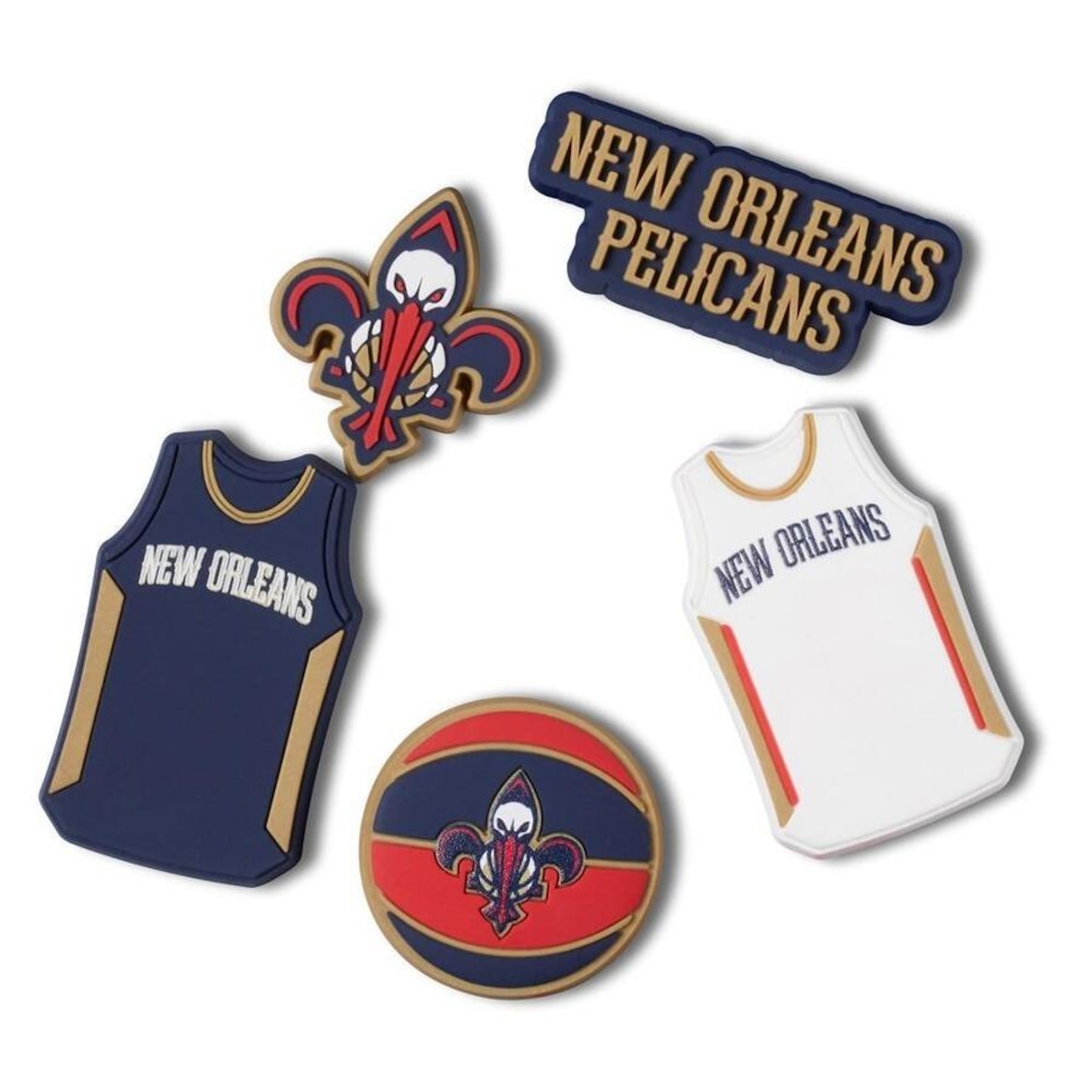 Jibbitz Nba New Orleans Pelicans - 5 Unidades - Unissex - Foto 1