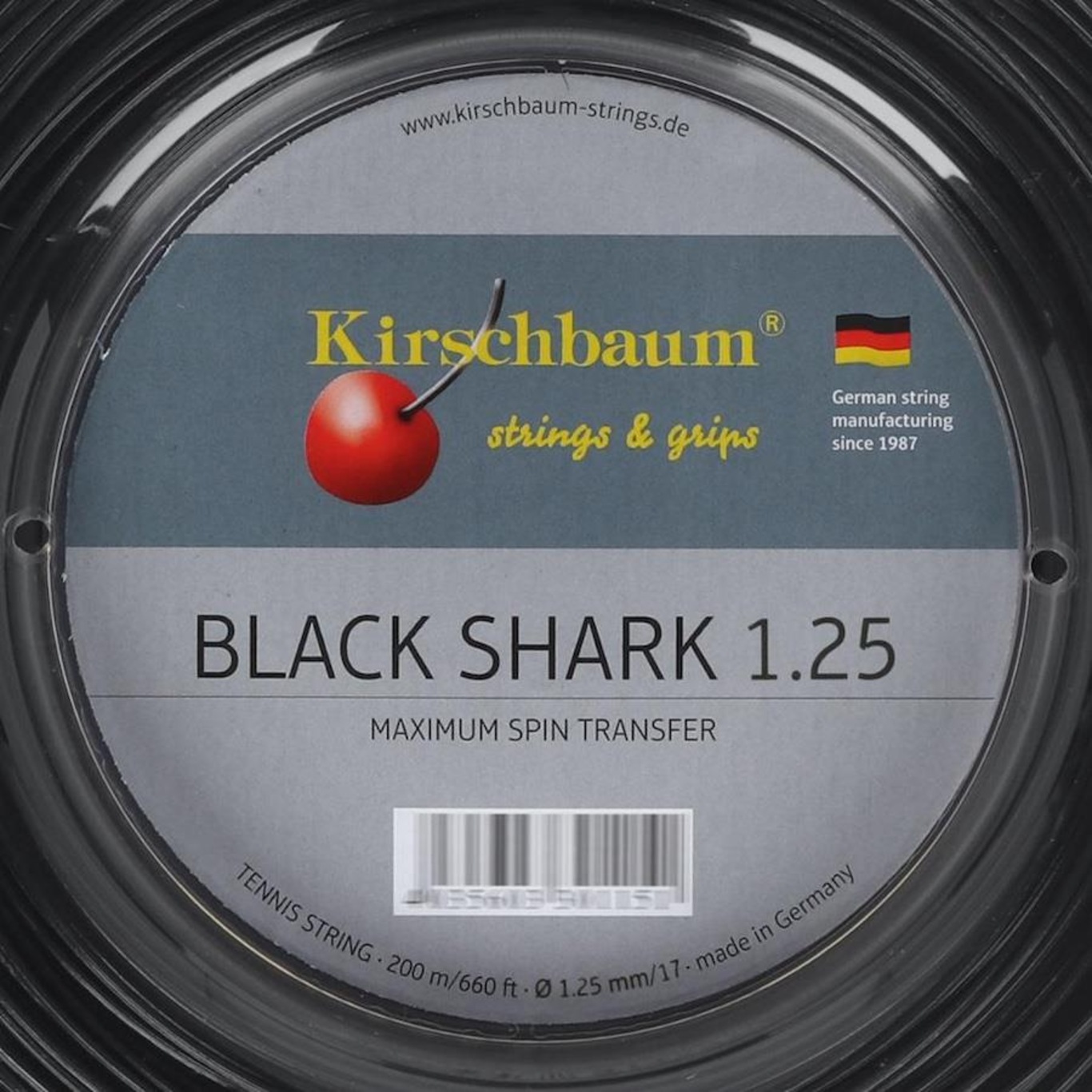 Corda para Raquete de Tênis Kirschbaum Black Shark 17L 1.25Mm Rolo com 200 Metros - Foto 2