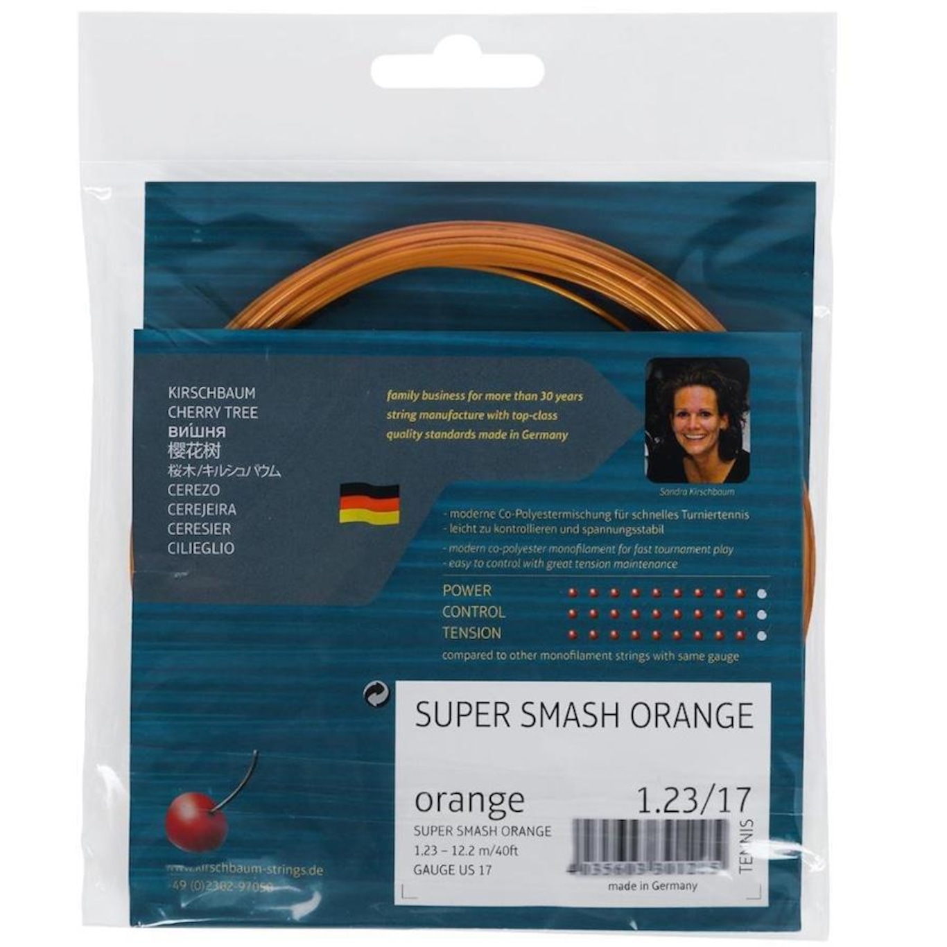 Corda para Raquete de Tênis Kirschbaum Super Smash 17L 1.23mm Set  Individual