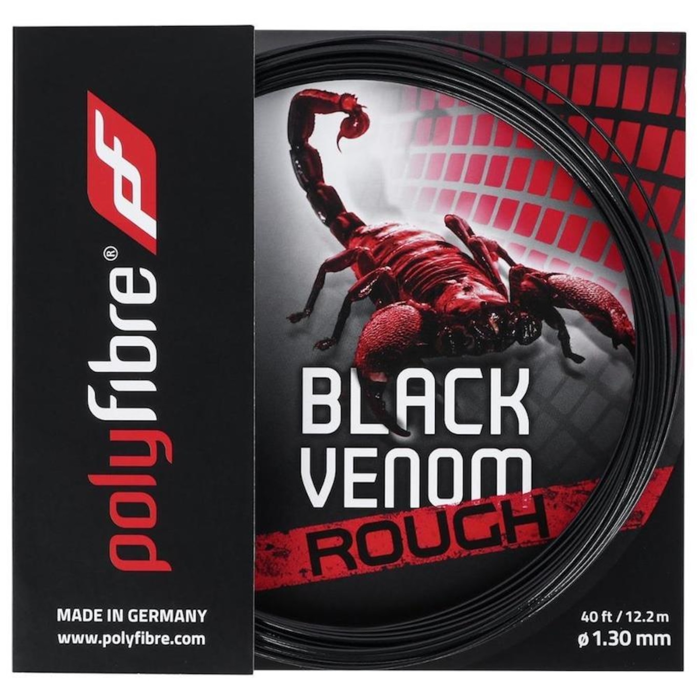 Corda para Raquete de Tênis Polyfibre Black Venom Rough 16L 1.30mm - Set Individual - Foto 1